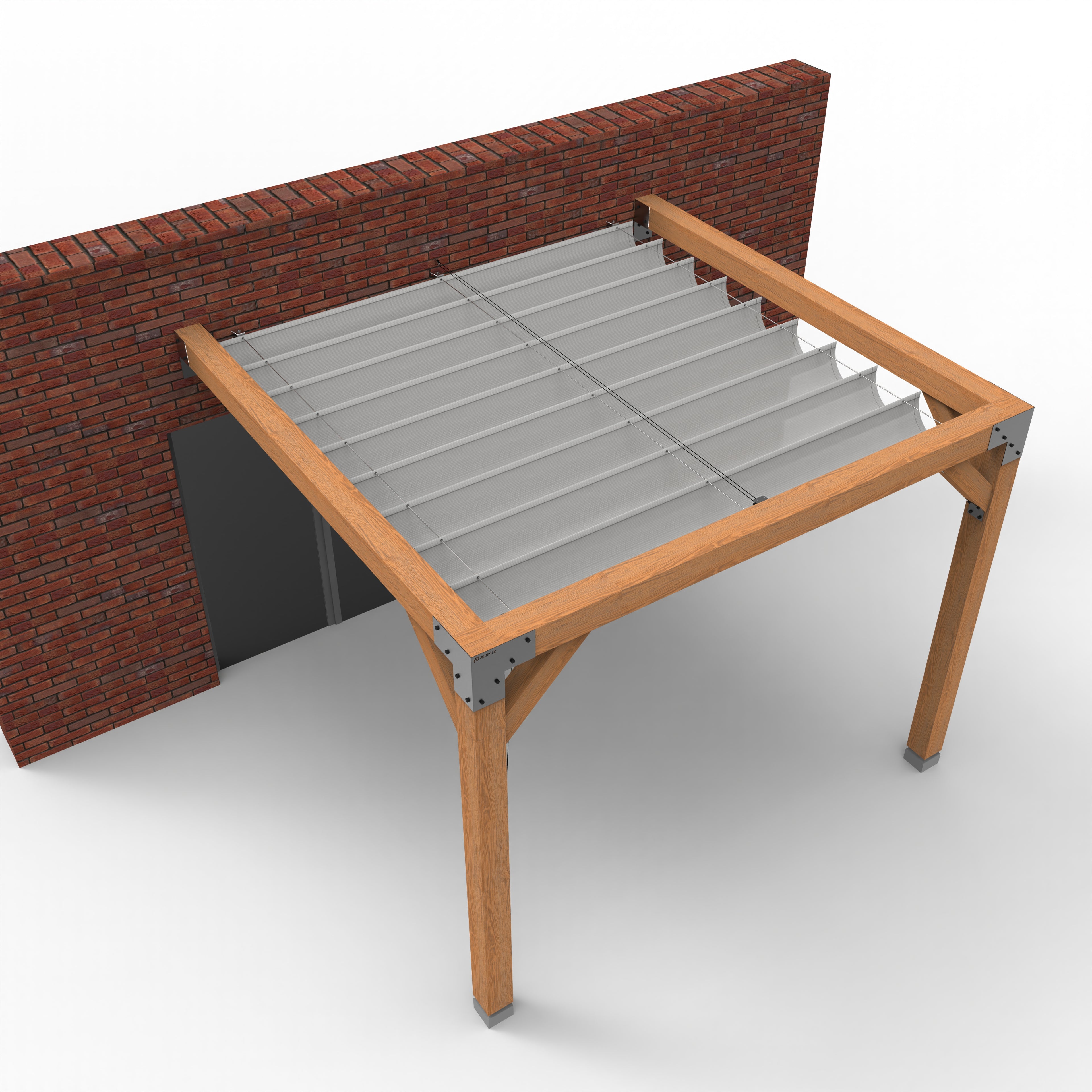 Aanbouw Pergola Hout Pakket | Tegen gevel | Schaduwdoek zonwering - Rijpex