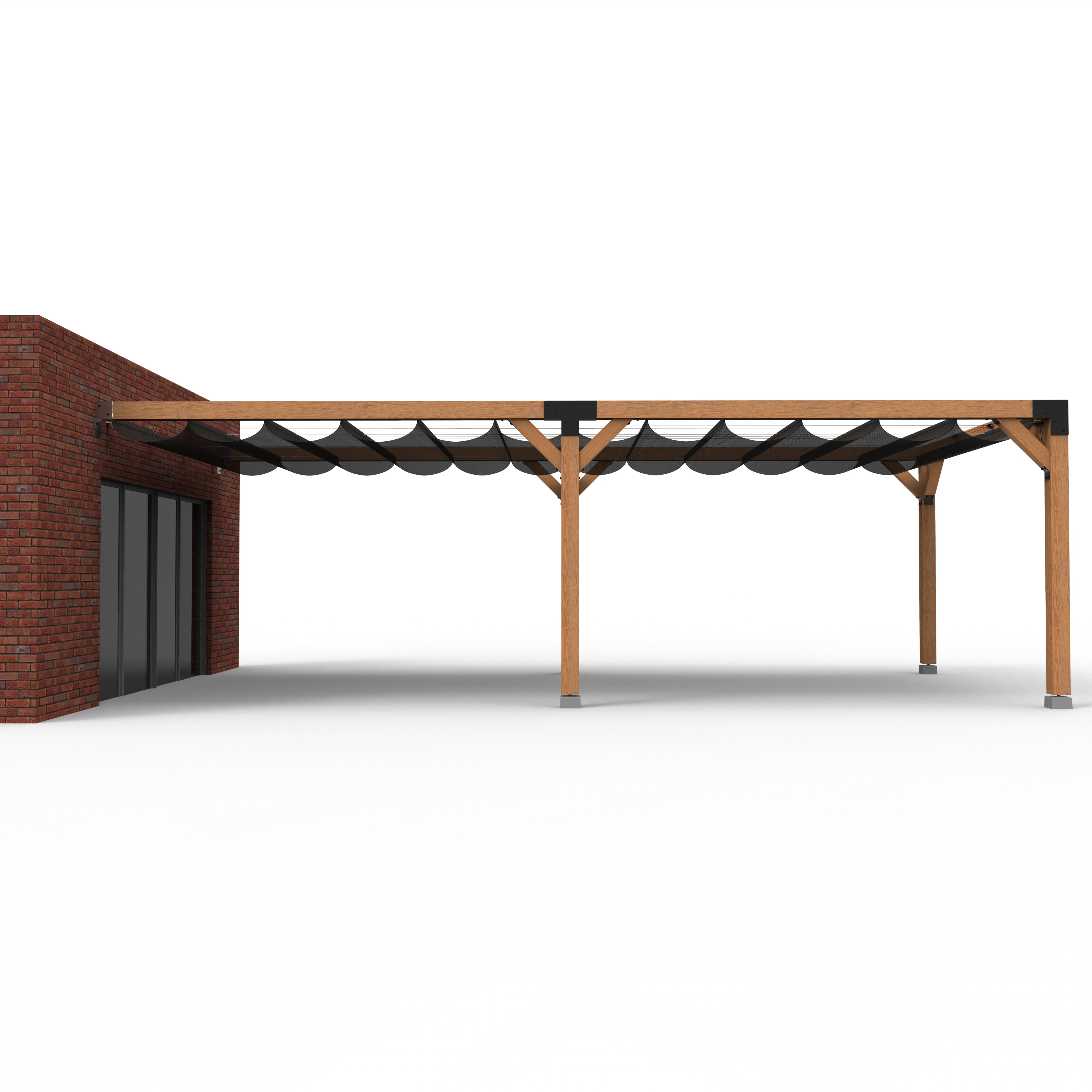 Dubbele Houten Pergola Overkapping met Schuifbare Schaduwdoeken - Rijpex