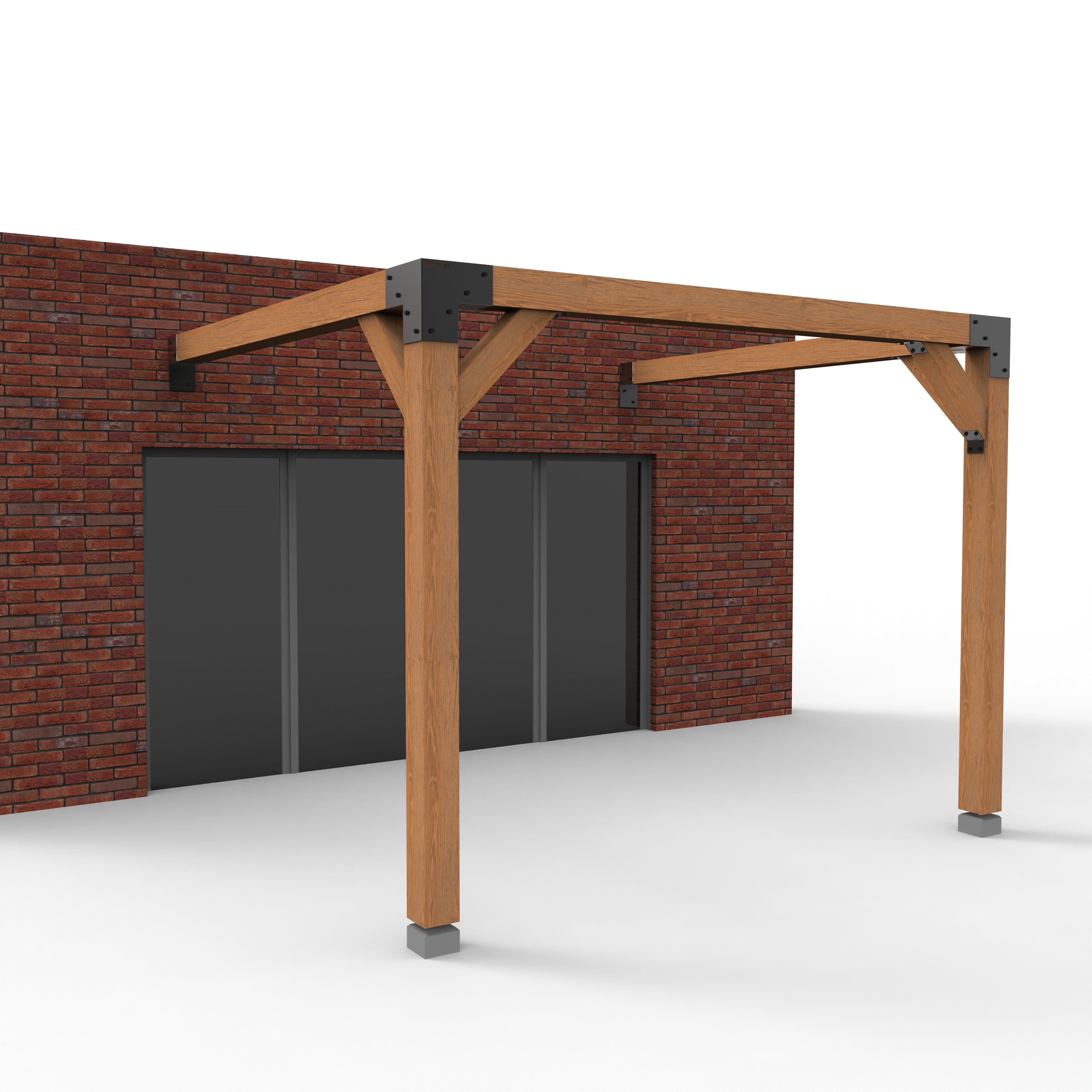 Aanbouw Pergola Hout Pakket | Tegen gevel | Schaduwdoek zonwering - Rijpex