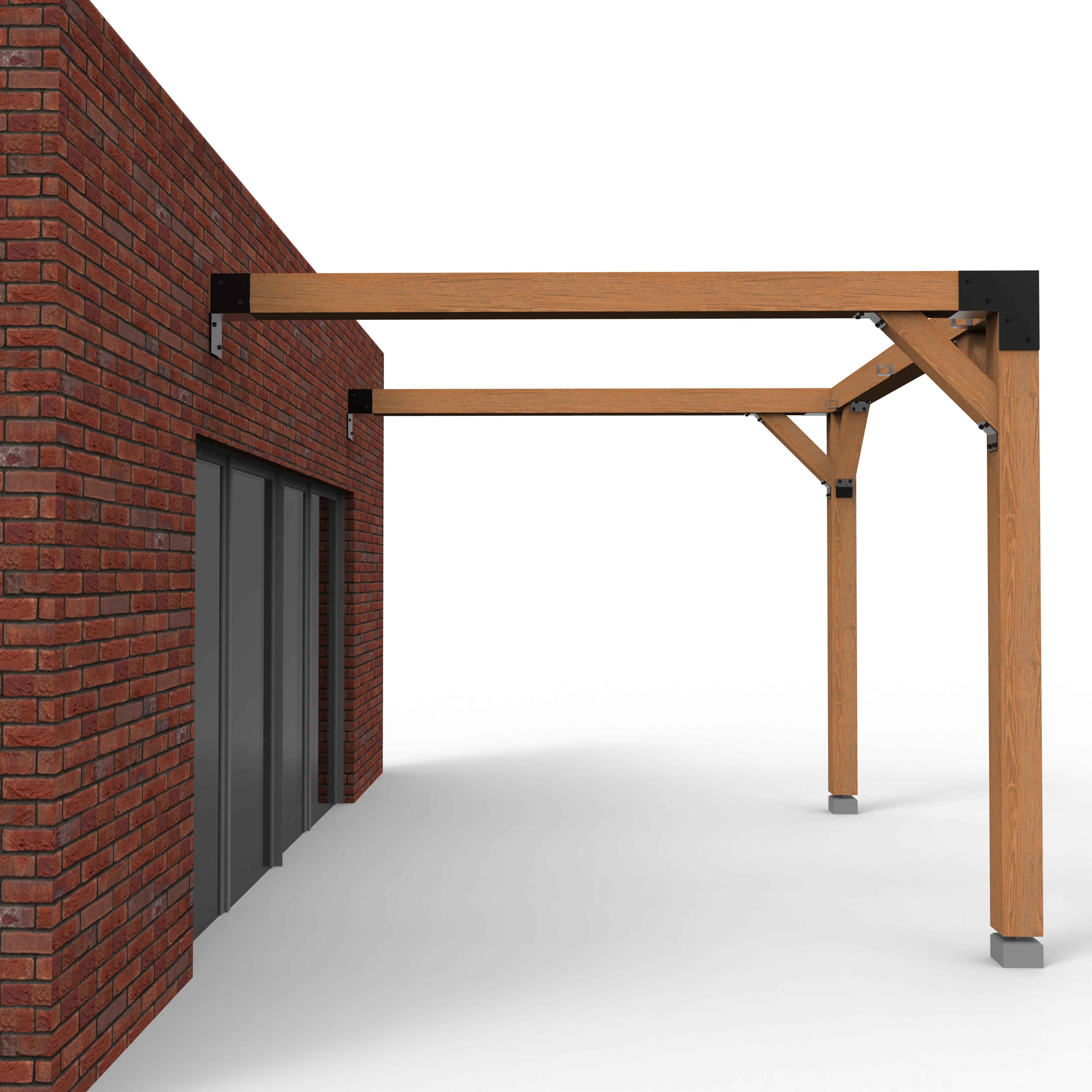Aanbouw Pergola Hout Pakket | Tegen gevel | Schaduwdoek zonwering - Rijpex