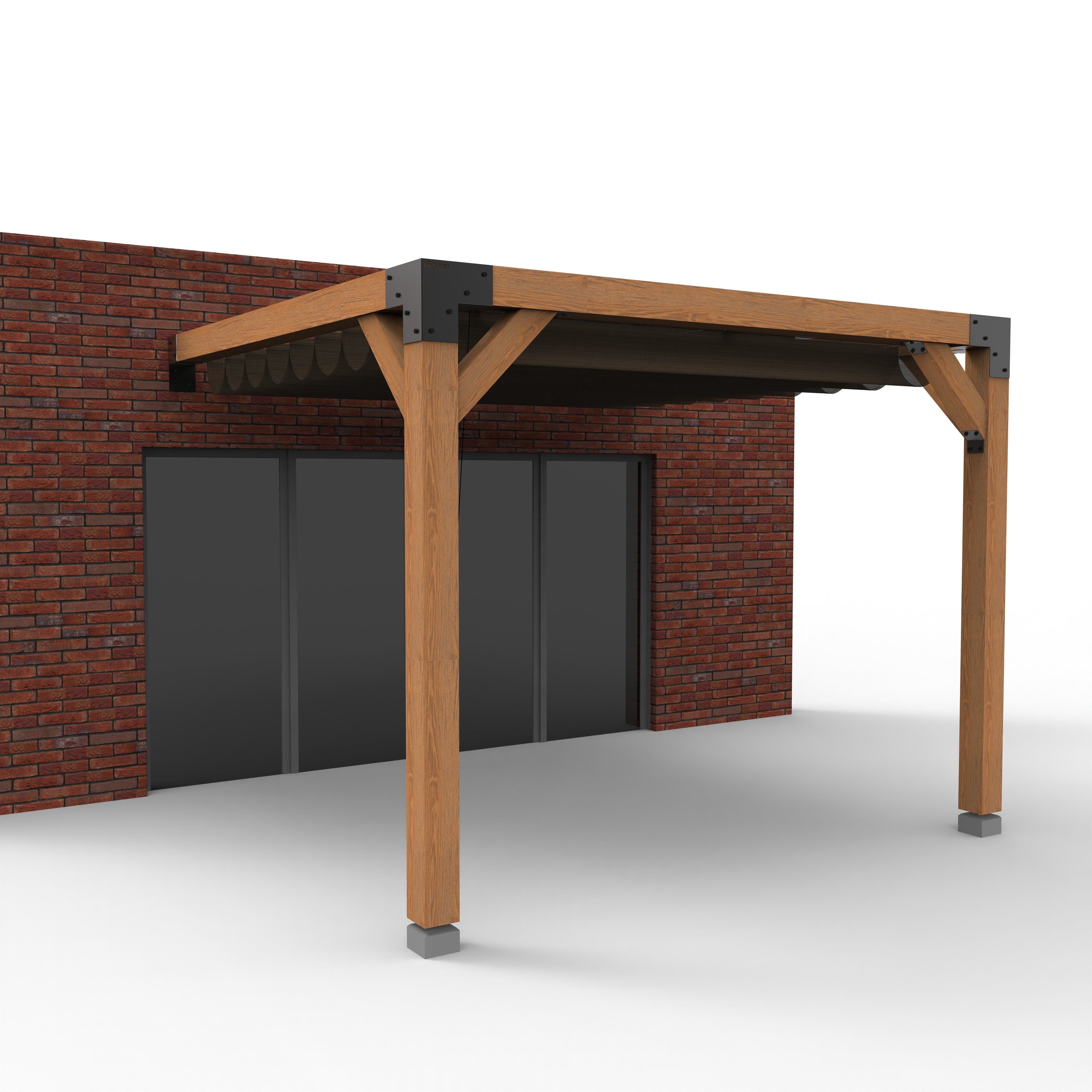 Aanbouw Pergola Hout Pakket | Tegen gevel | Schaduwdoek zonwering - Rijpex
