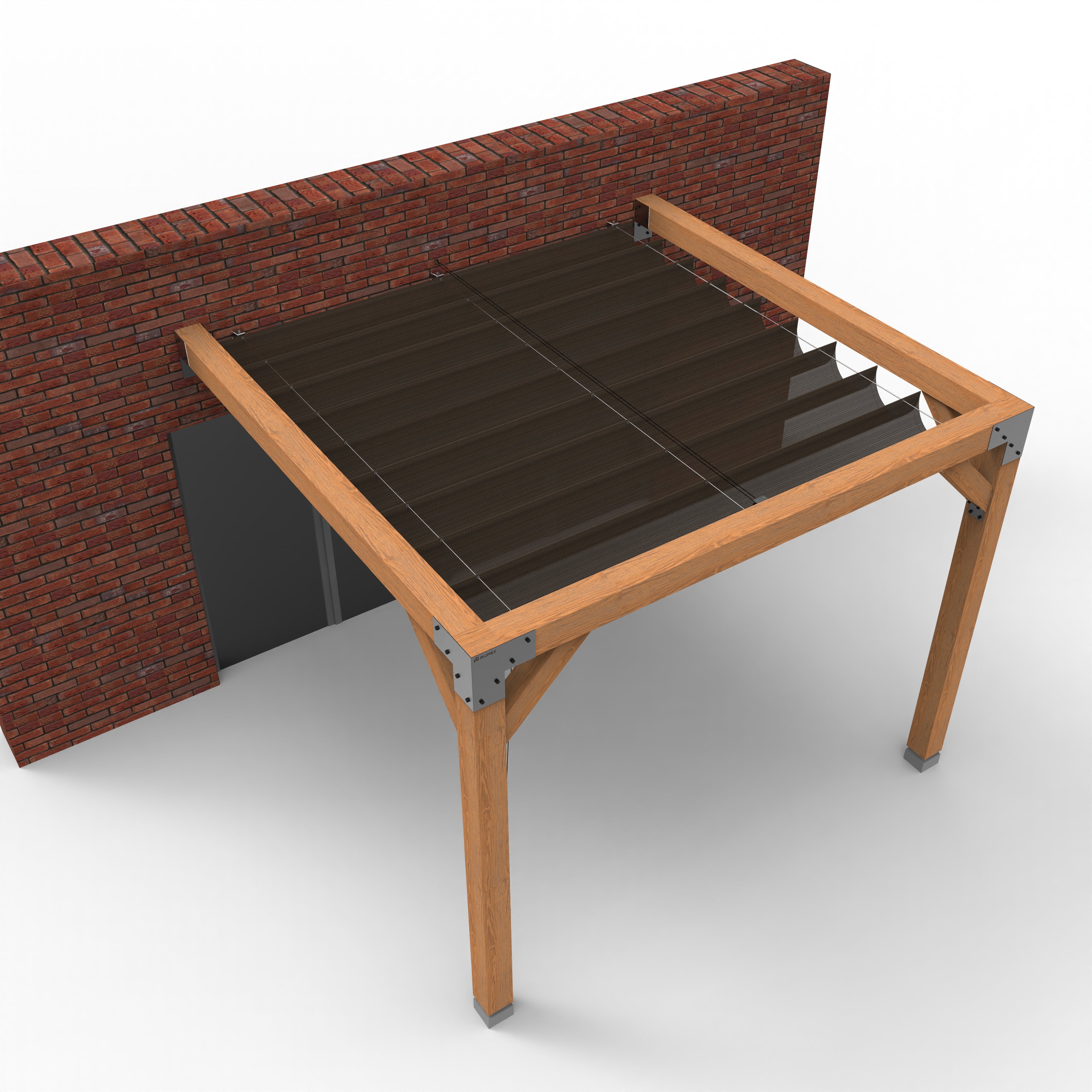 Aanbouw Pergola Hout Pakket | Tegen gevel | Schaduwdoek zonwering - Rijpex
