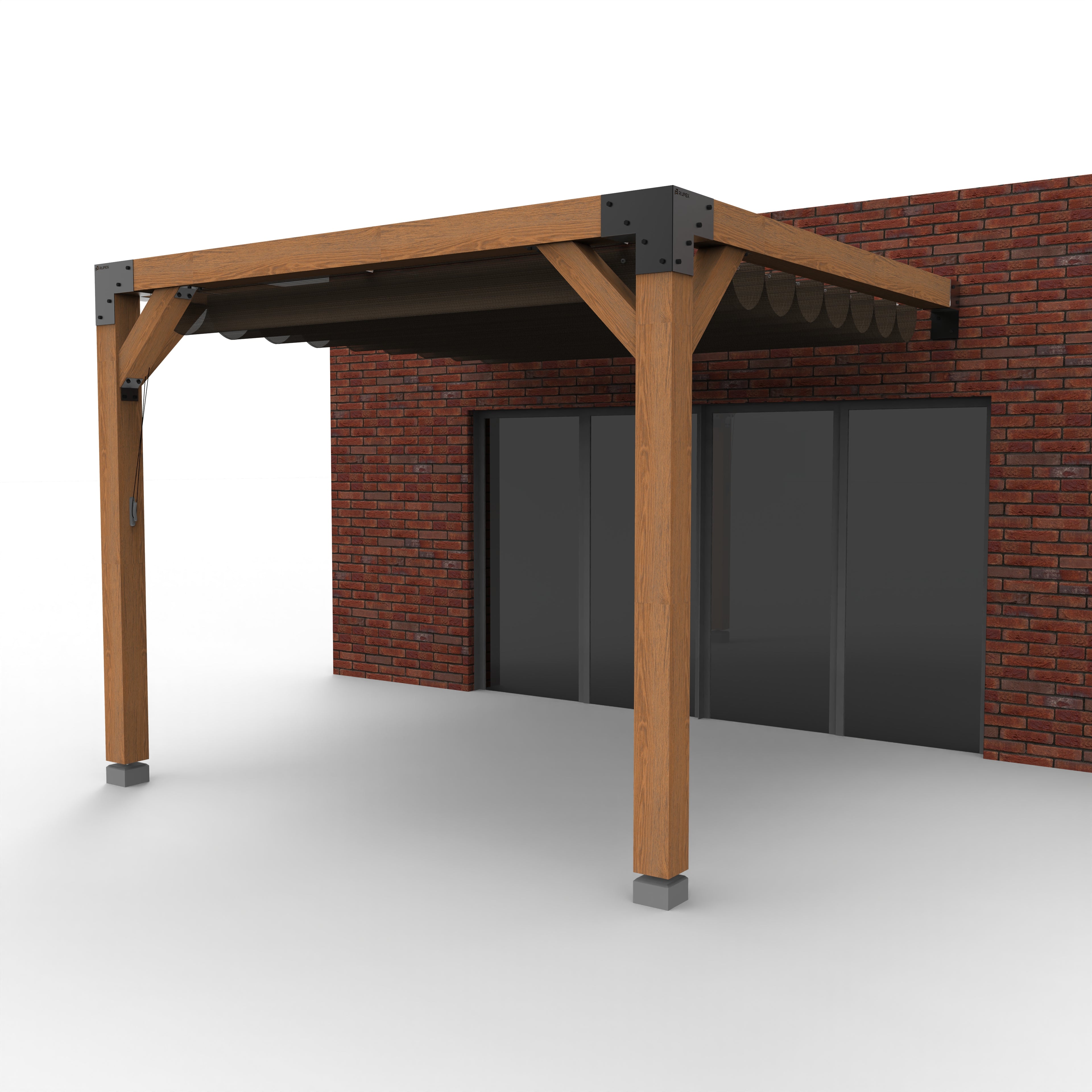 Aanbouw Pergola Hout Pakket | Tegen gevel | Schaduwdoek zonwering - Rijpex