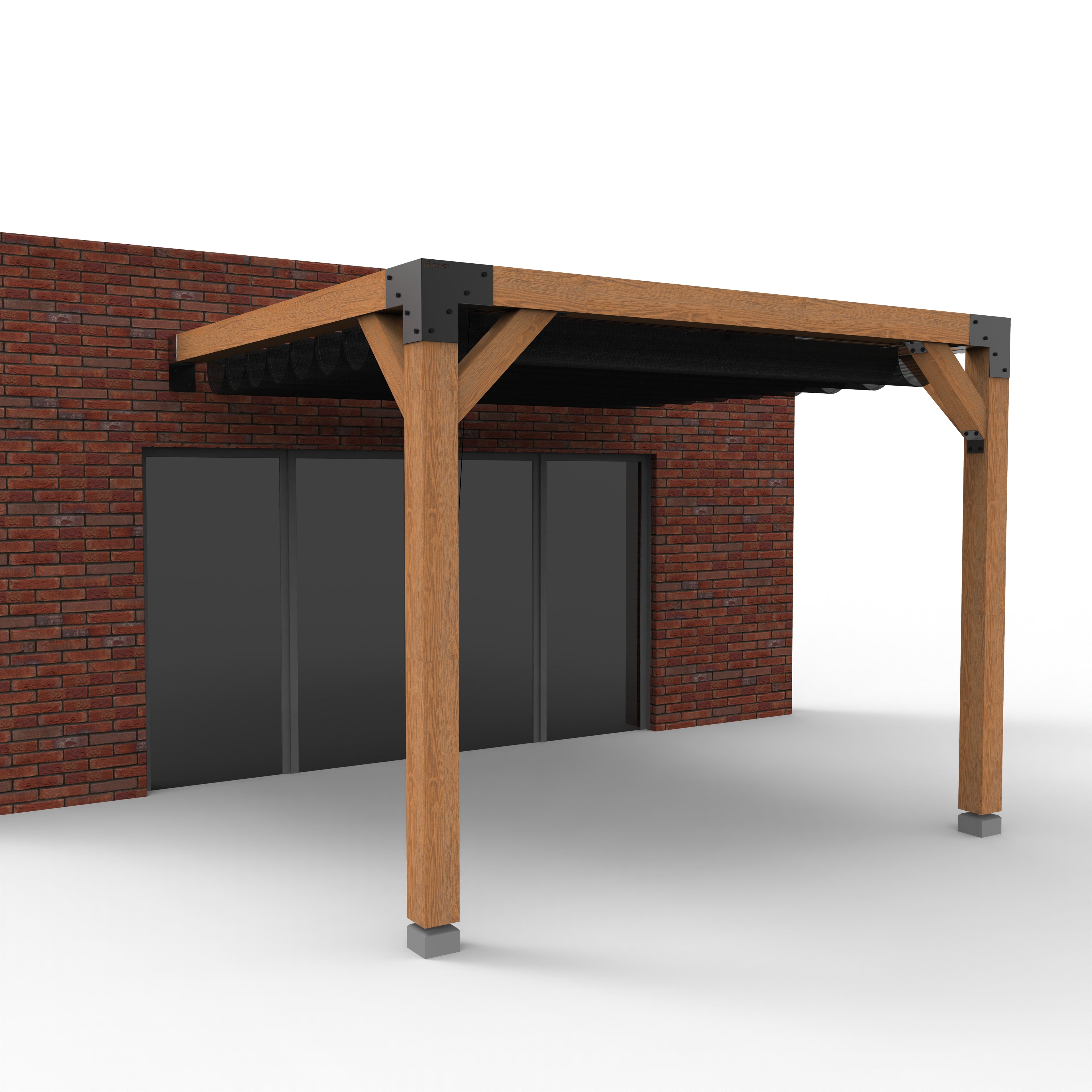 Aanbouw Pergola Hout Pakket | Tegen gevel | Schaduwdoek zonwering - Rijpex