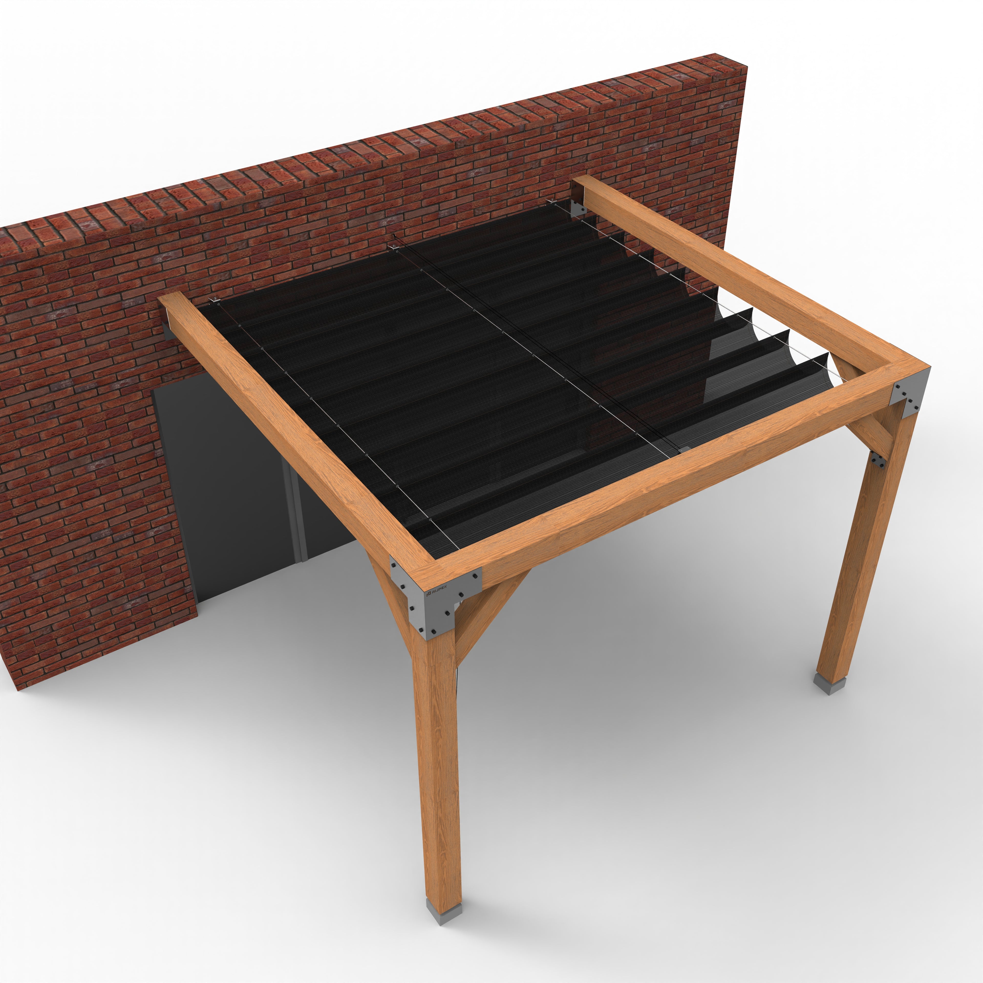 Aanbouw Pergola Hout Pakket | Tegen gevel | Schaduwdoek zonwering - Rijpex