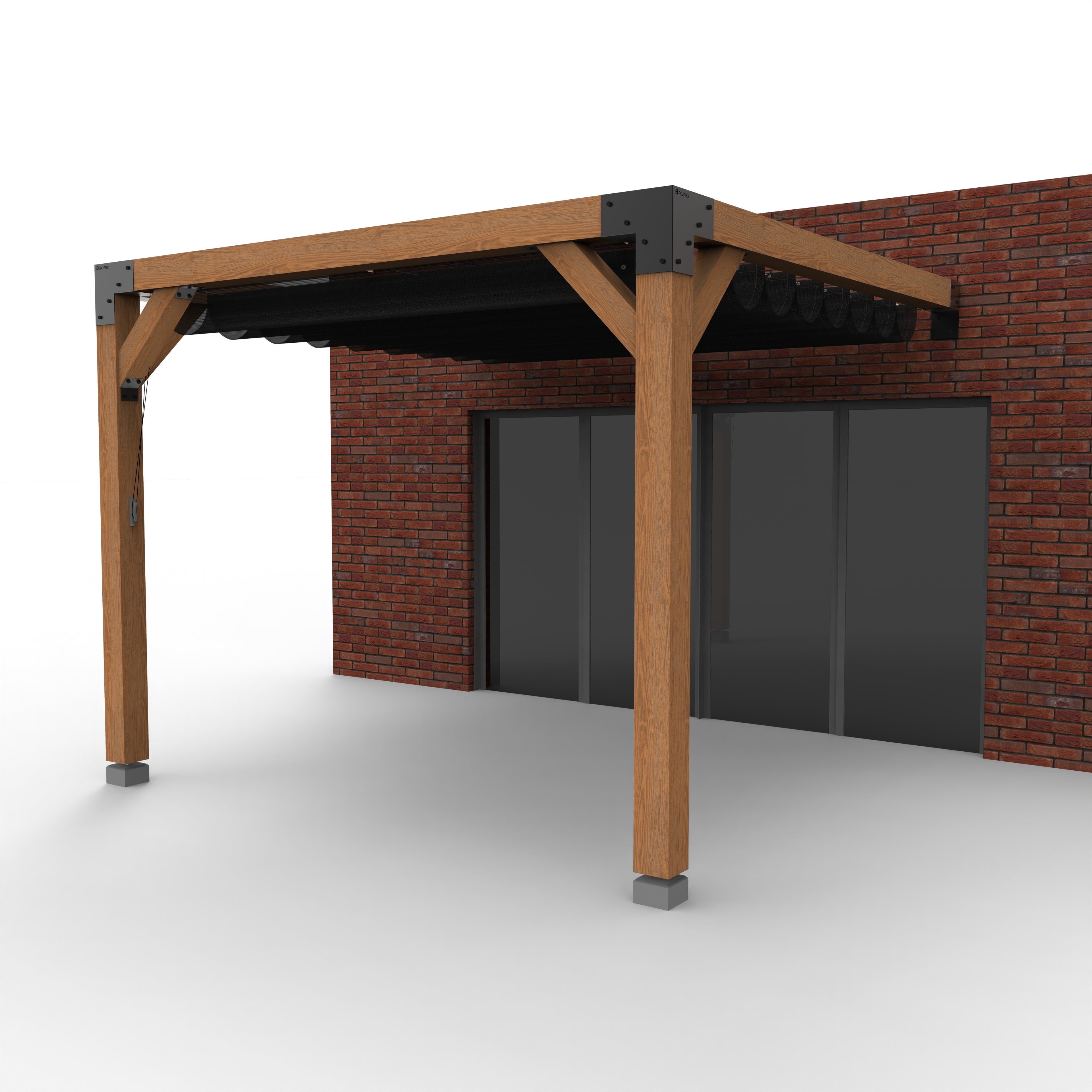 Aanbouw Pergola Hout Pakket | Tegen gevel | Schaduwdoek zonwering - Rijpex