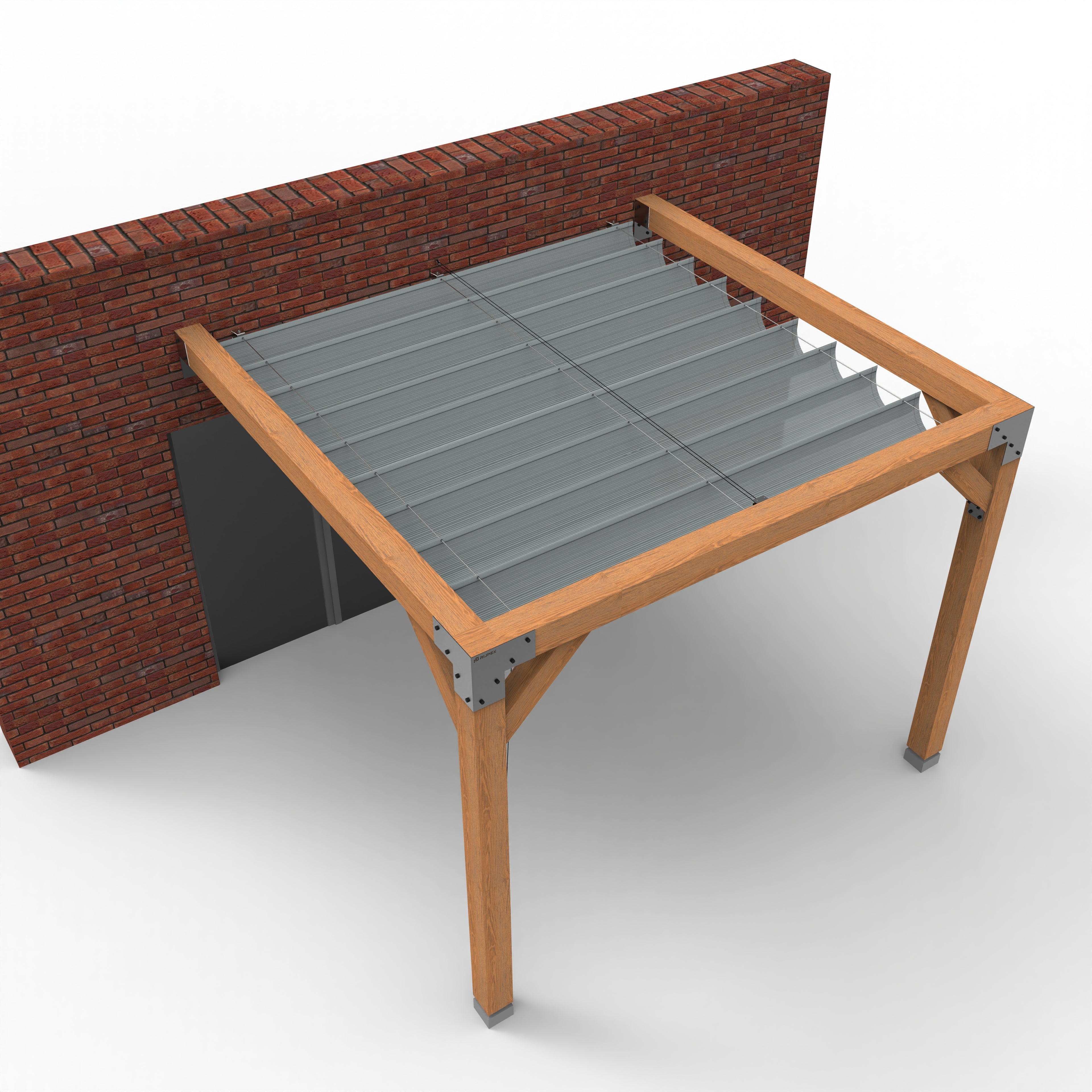 Aanbouw Pergola Hout Pakket | Tegen gevel | Schaduwdoek zonwering - Rijpex