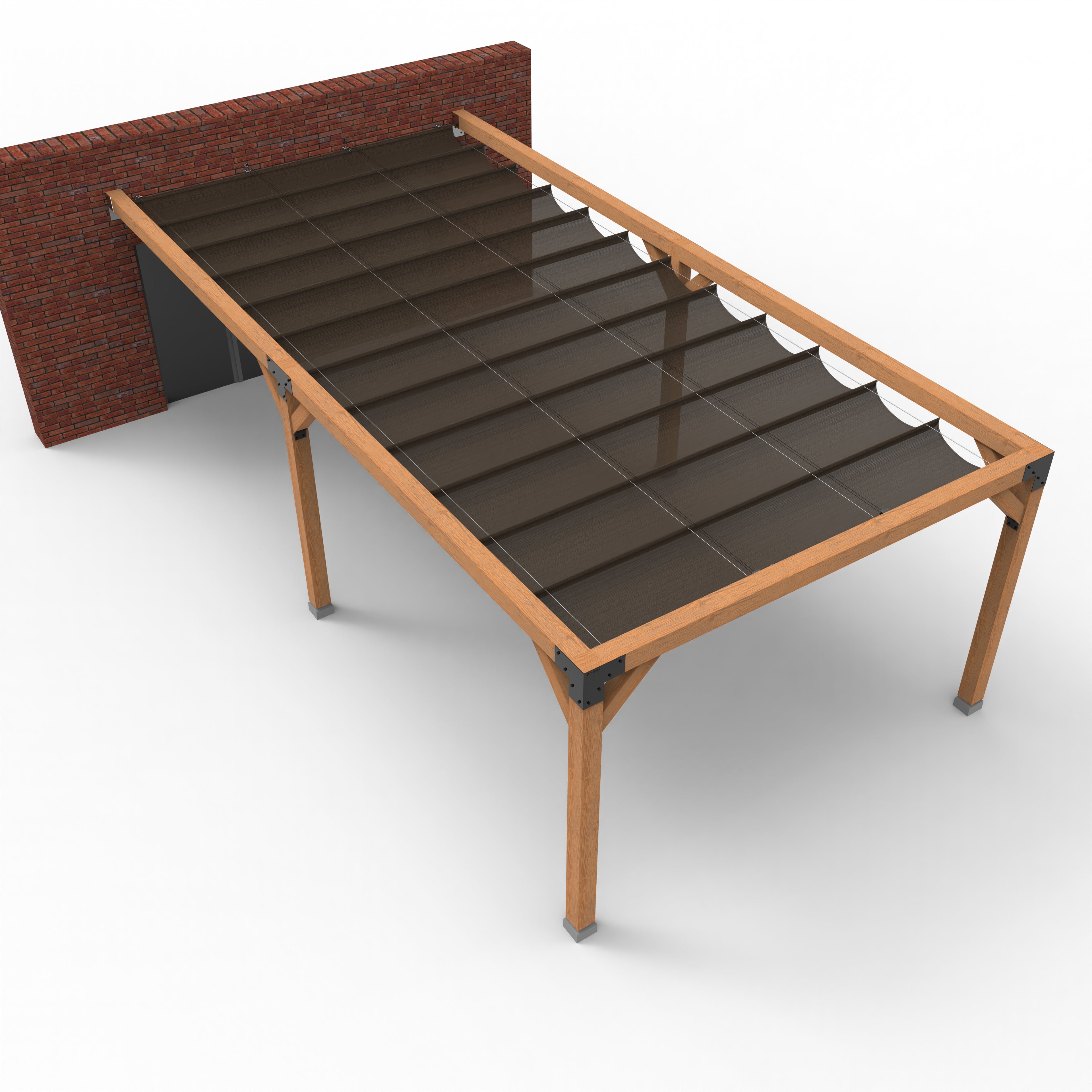 Dubbele Houten Pergola Overkapping met Schuifbare Schaduwdoeken - Rijpex