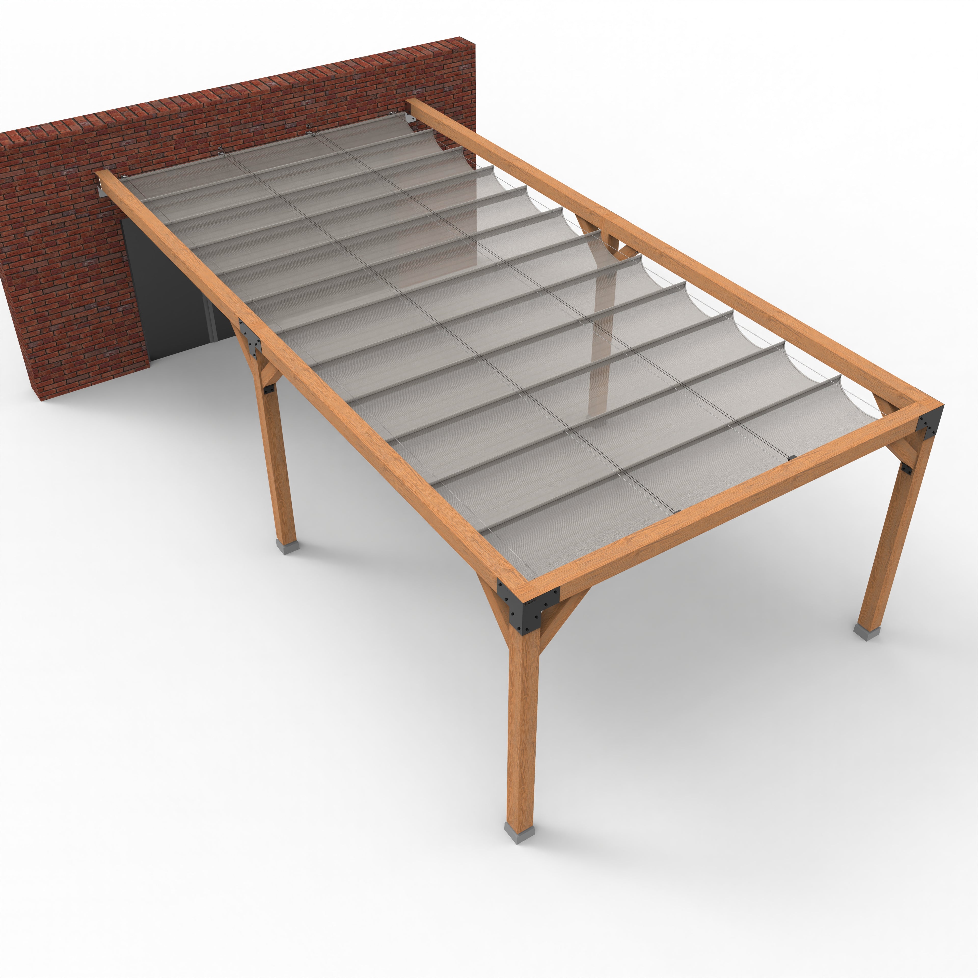 Dubbele Houten Pergola Overkapping met Schuifbare Schaduwdoeken - Rijpex