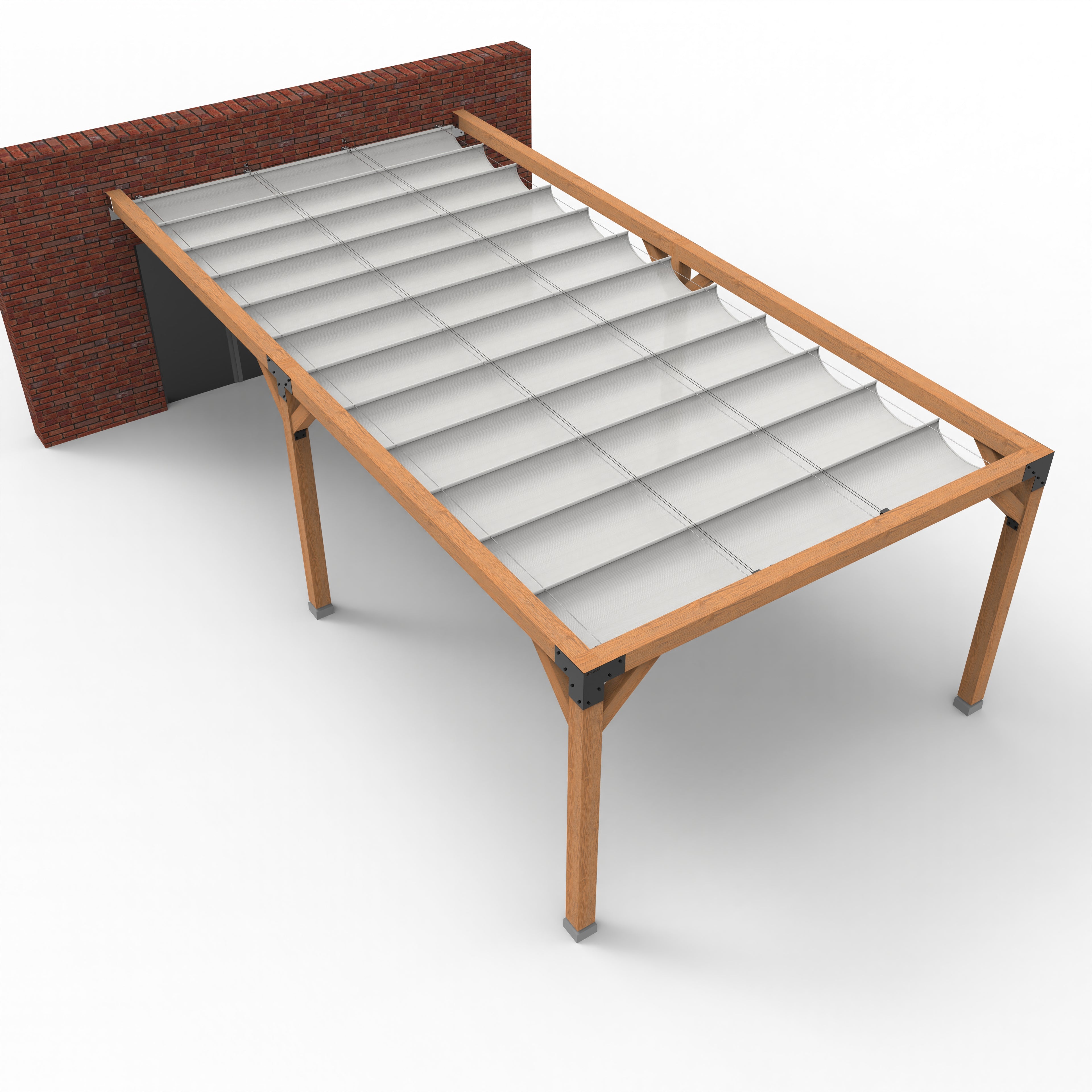 Dubbele Houten Pergola Overkapping met Schuifbare Schaduwdoeken - Rijpex