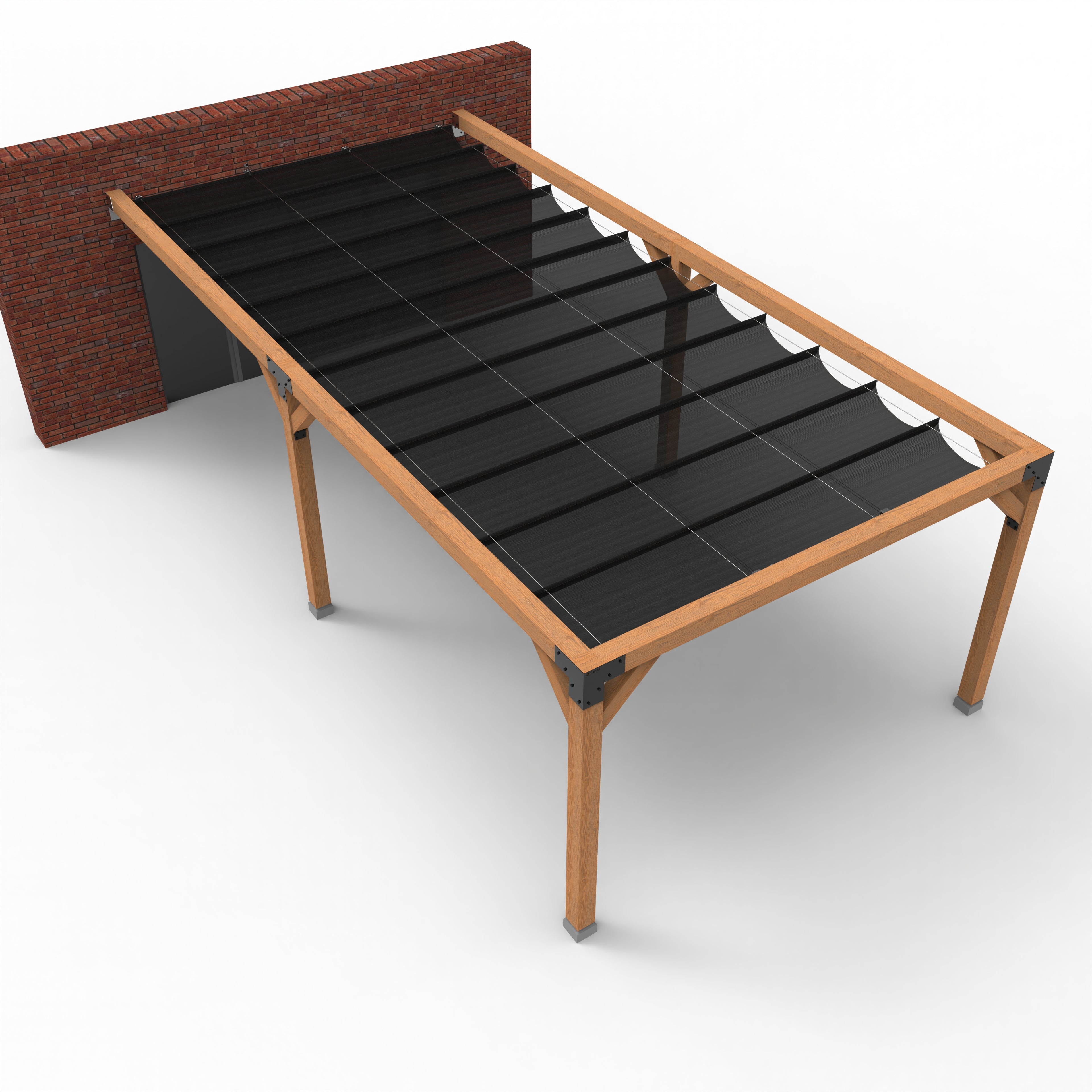 Dubbele Houten Pergola Overkapping met Schuifbare Schaduwdoeken - Rijpex