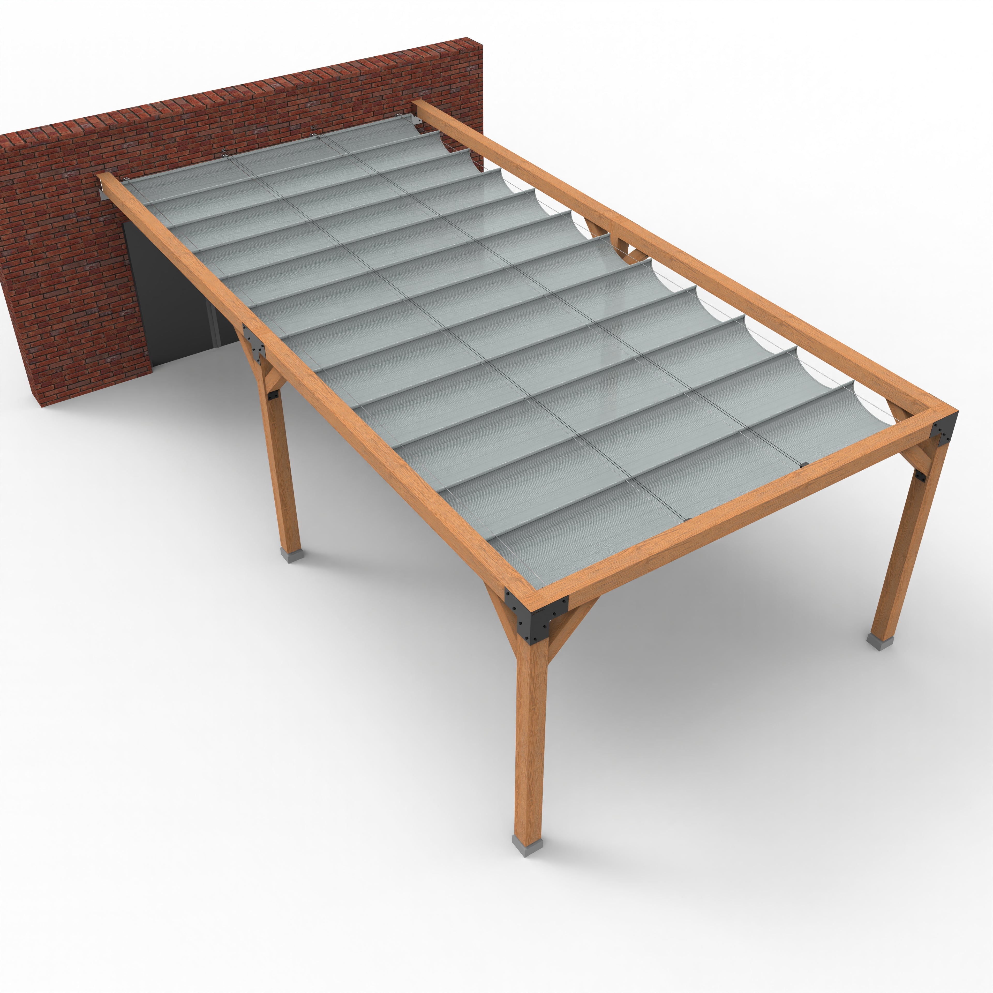 Dubbele Houten Pergola Overkapping met Schuifbare Schaduwdoeken - Rijpex