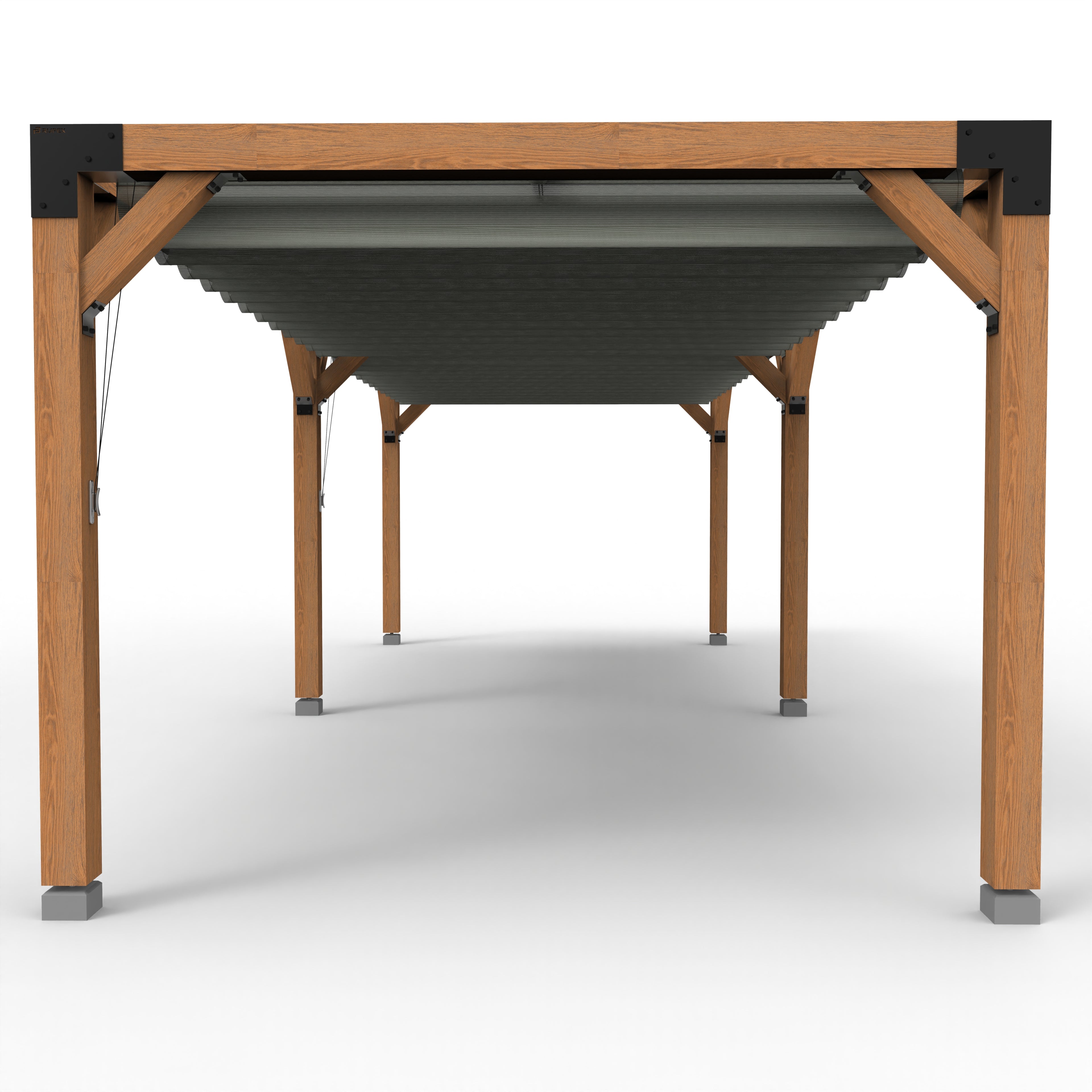 Pergola hout XL met twee schuifbare schaduwdoeken - Rijpex