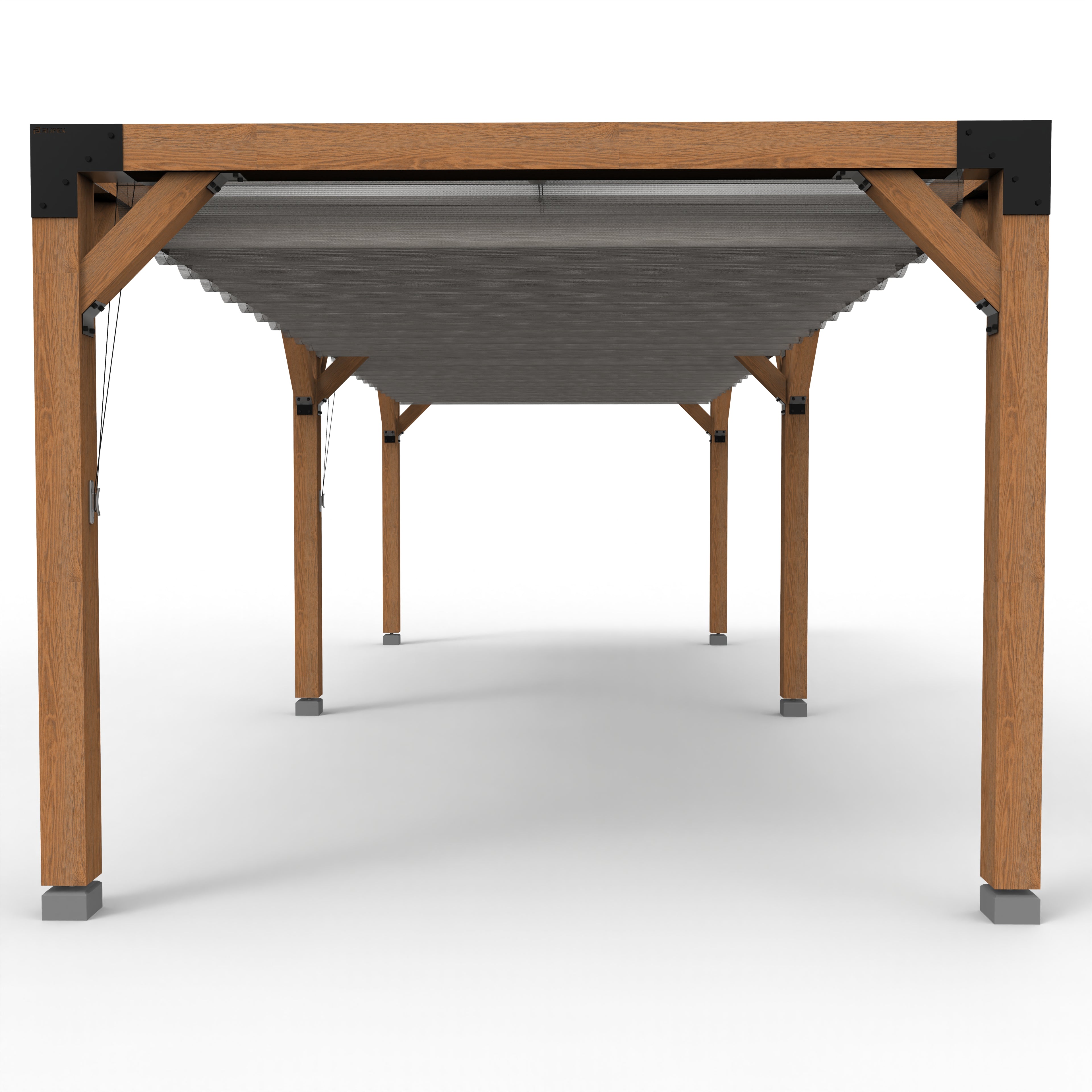 Pergola hout XL met twee schuifbare schaduwdoeken - Rijpex