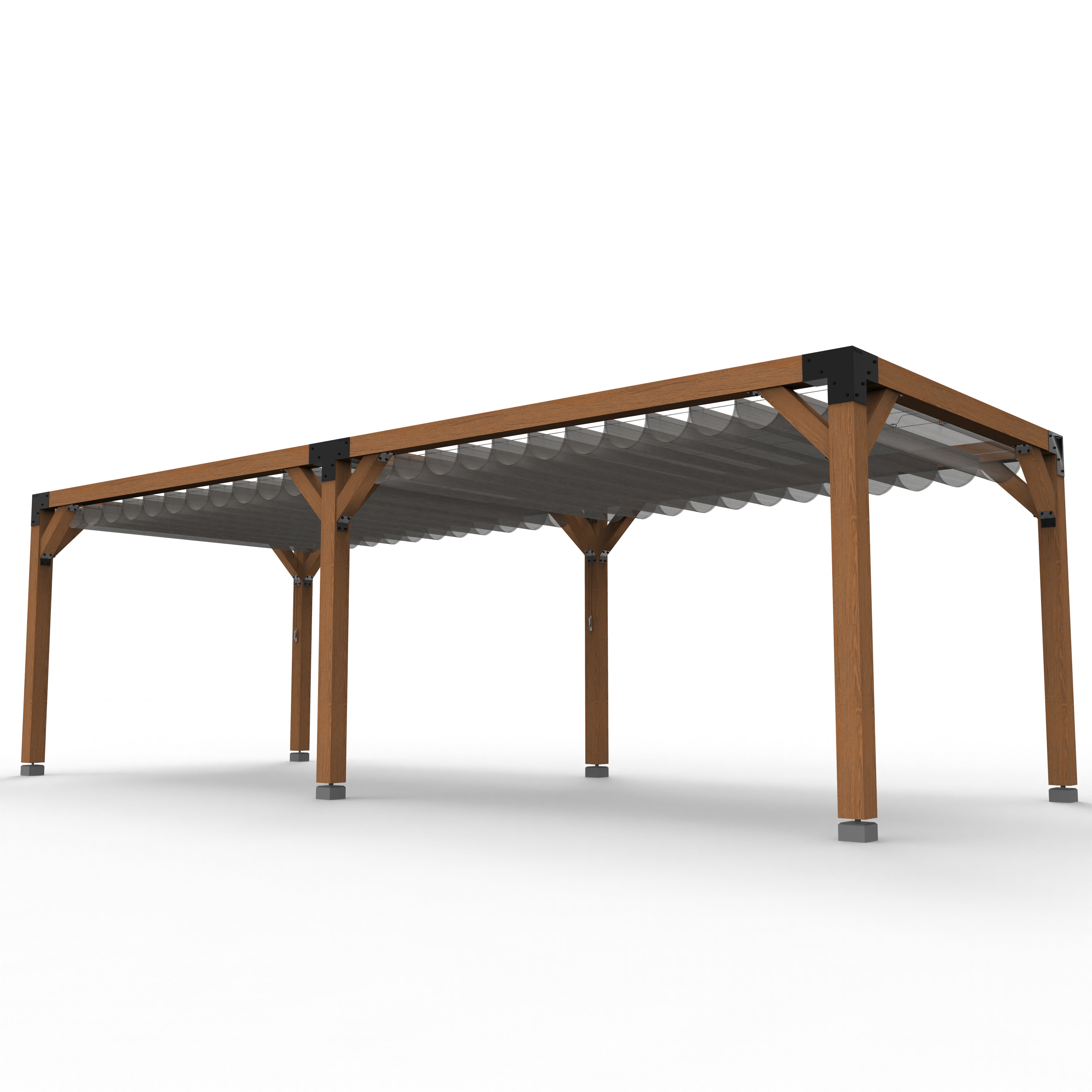 Pergola hout XL met twee schuifbare schaduwdoeken - Rijpex