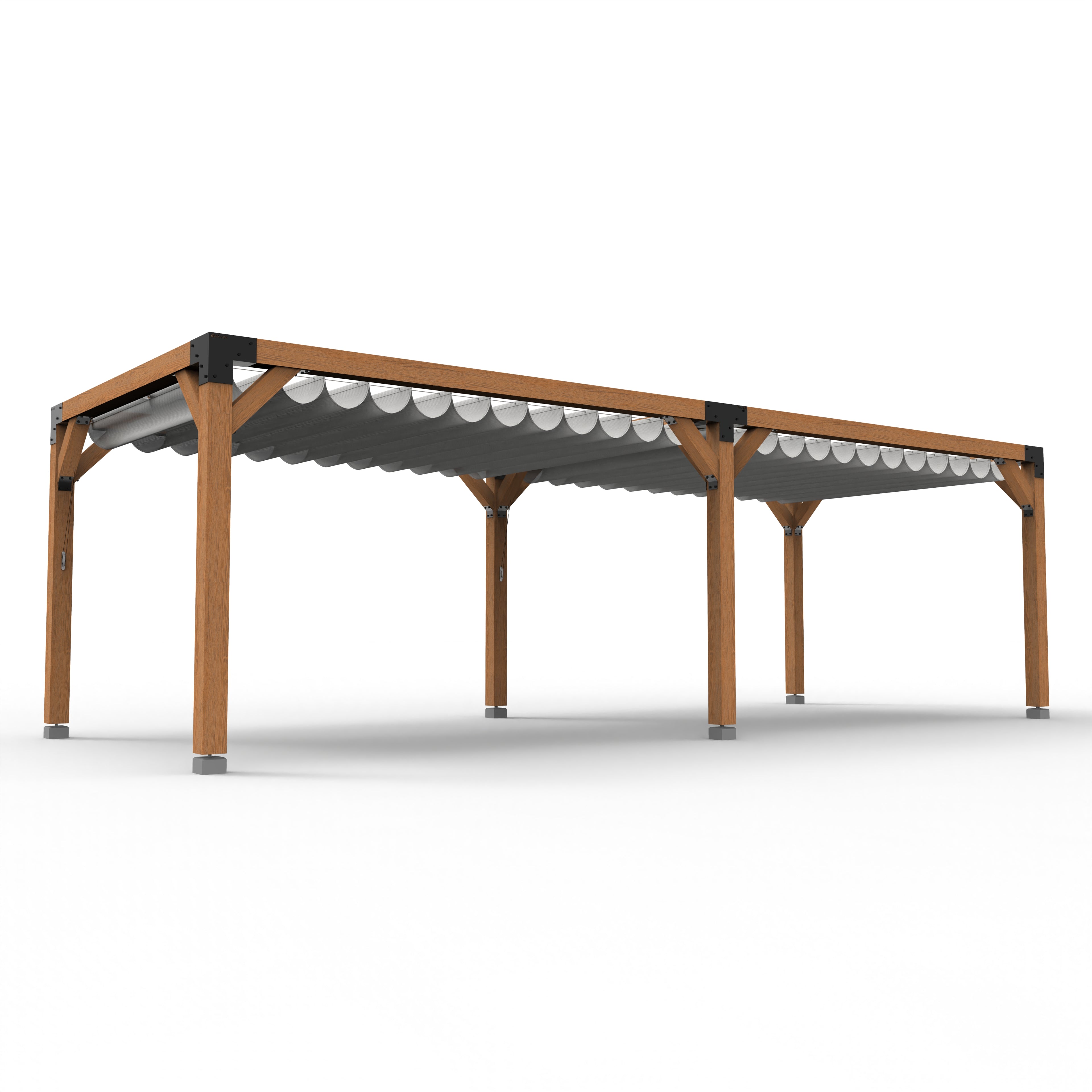Pergola hout XL met twee schuifbare schaduwdoeken - Rijpex