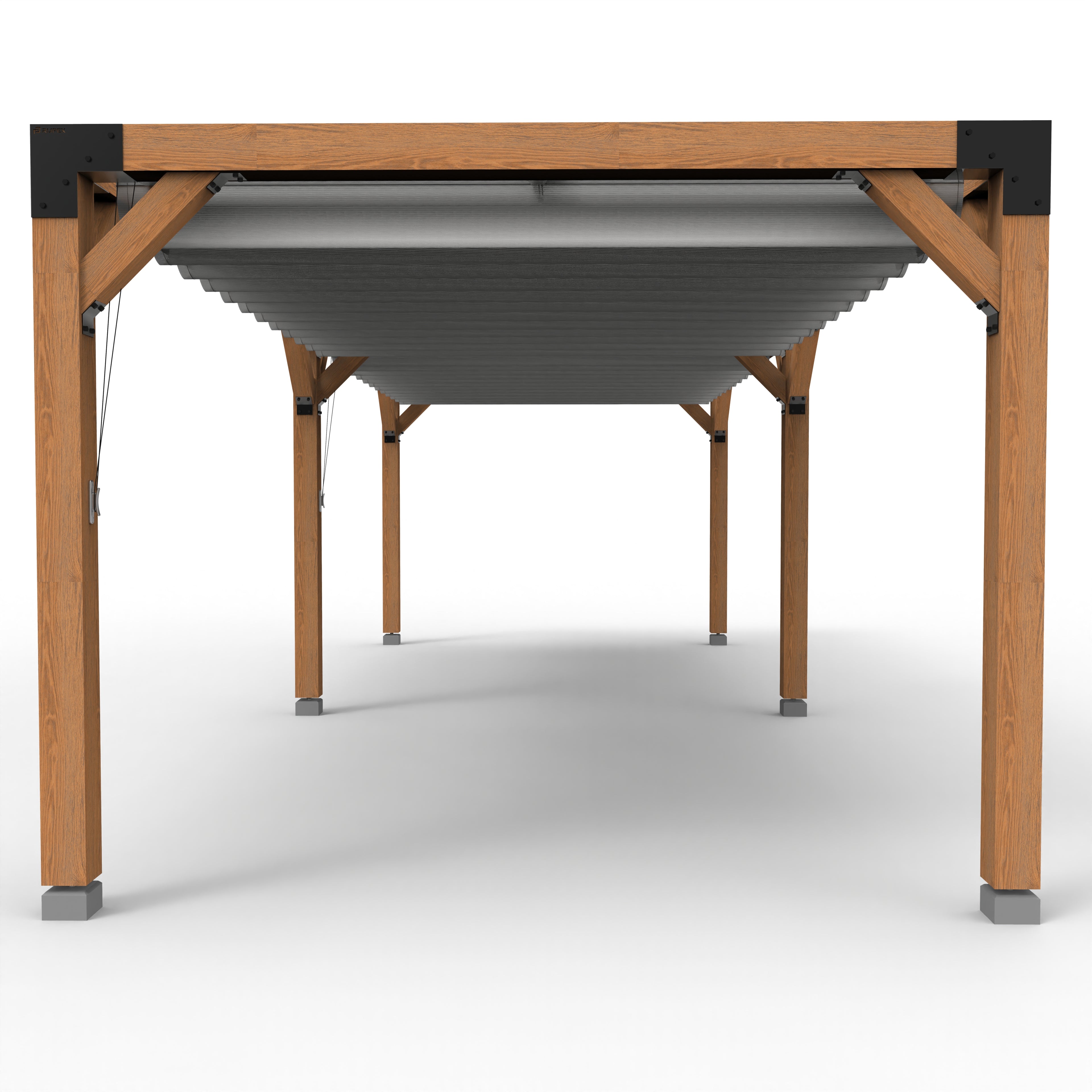 Pergola hout XL met twee schuifbare schaduwdoeken - Rijpex