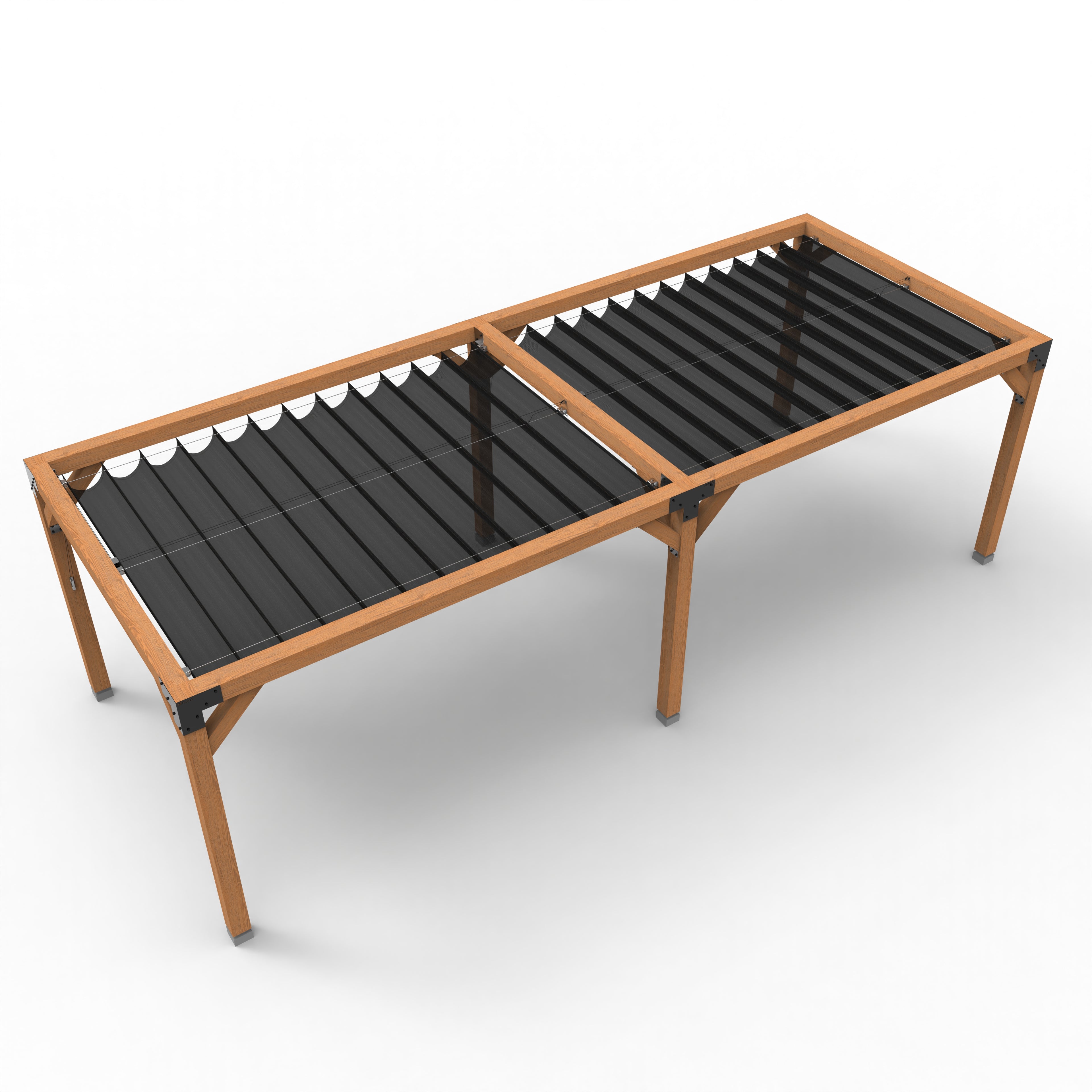 Pergola hout XL met twee schuifbare schaduwdoeken - Rijpex