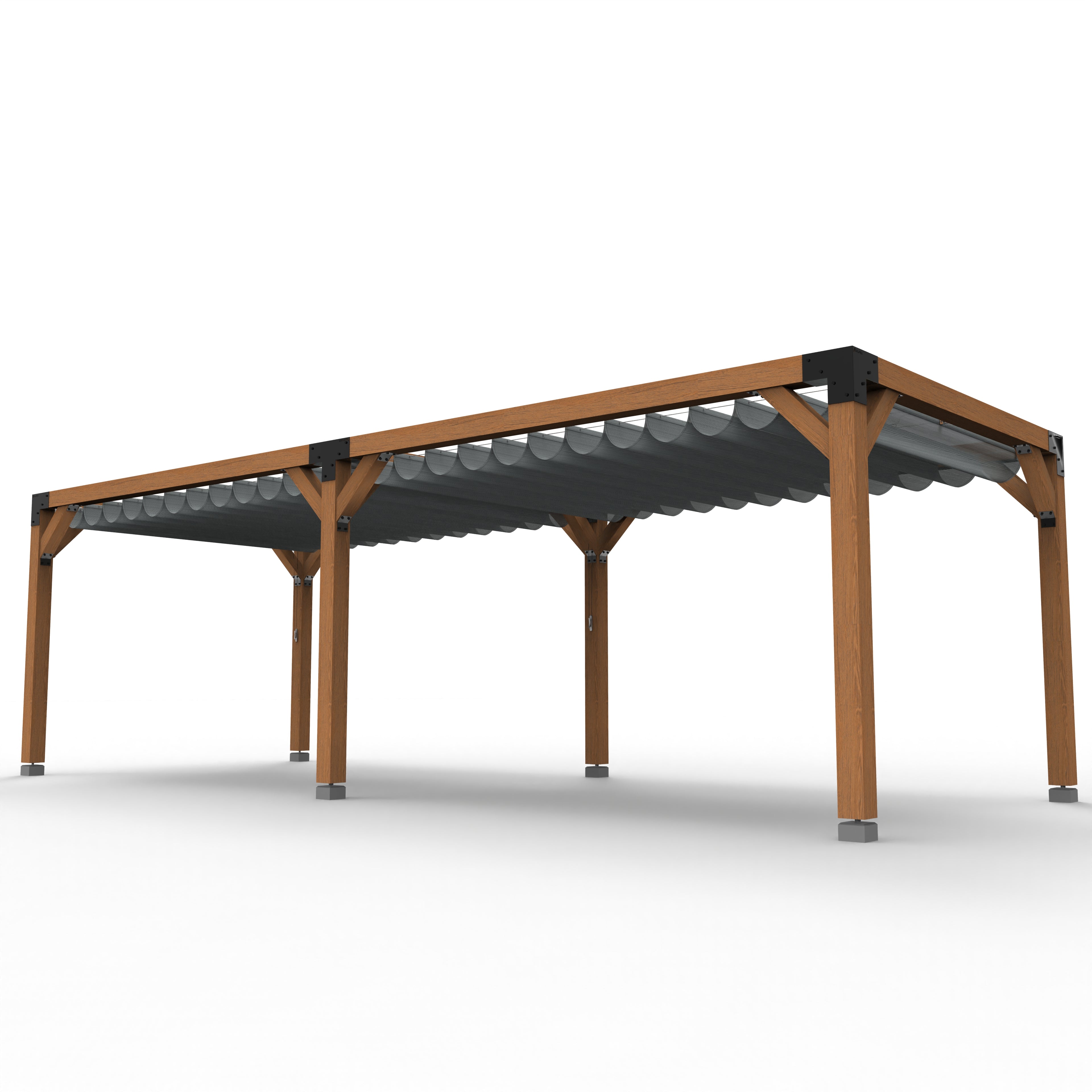 Pergola hout XL met twee schuifbare schaduwdoeken - Rijpex