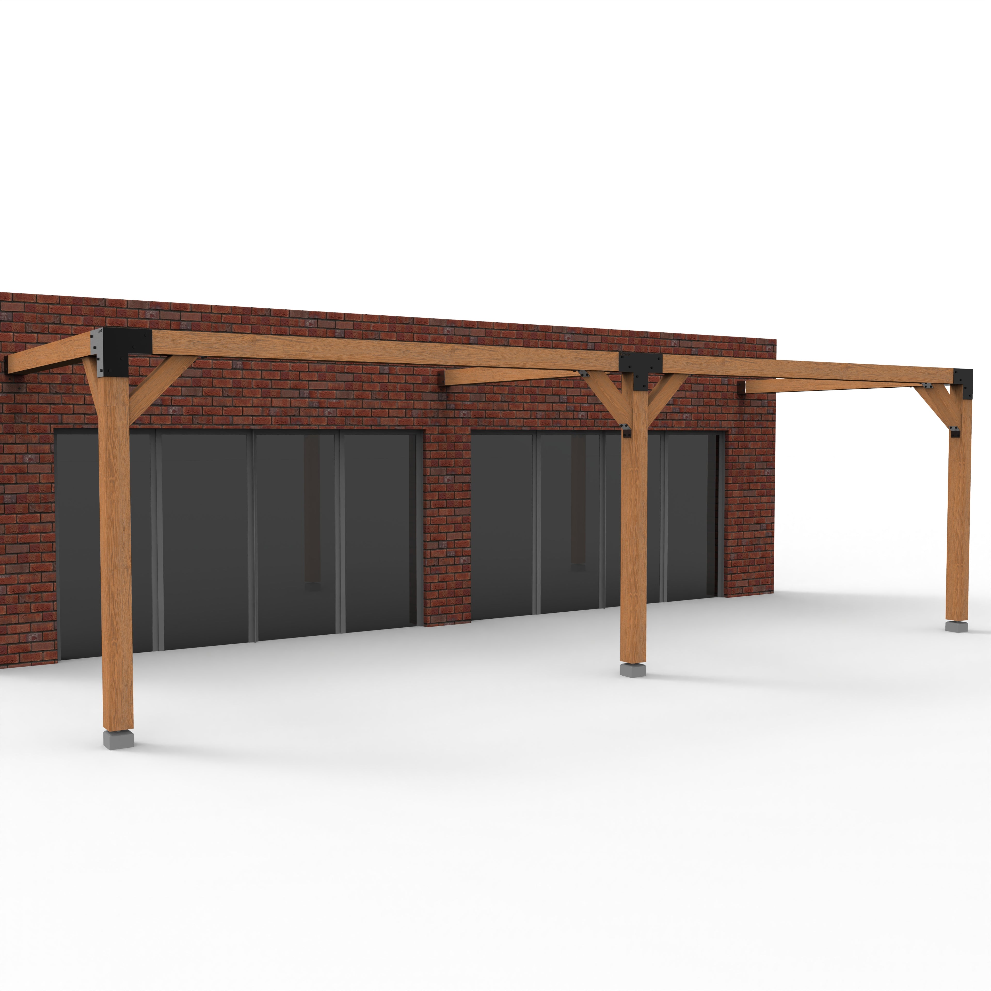 Overkapping pergola tegen gevel twee schaduwdoek - Rijpex