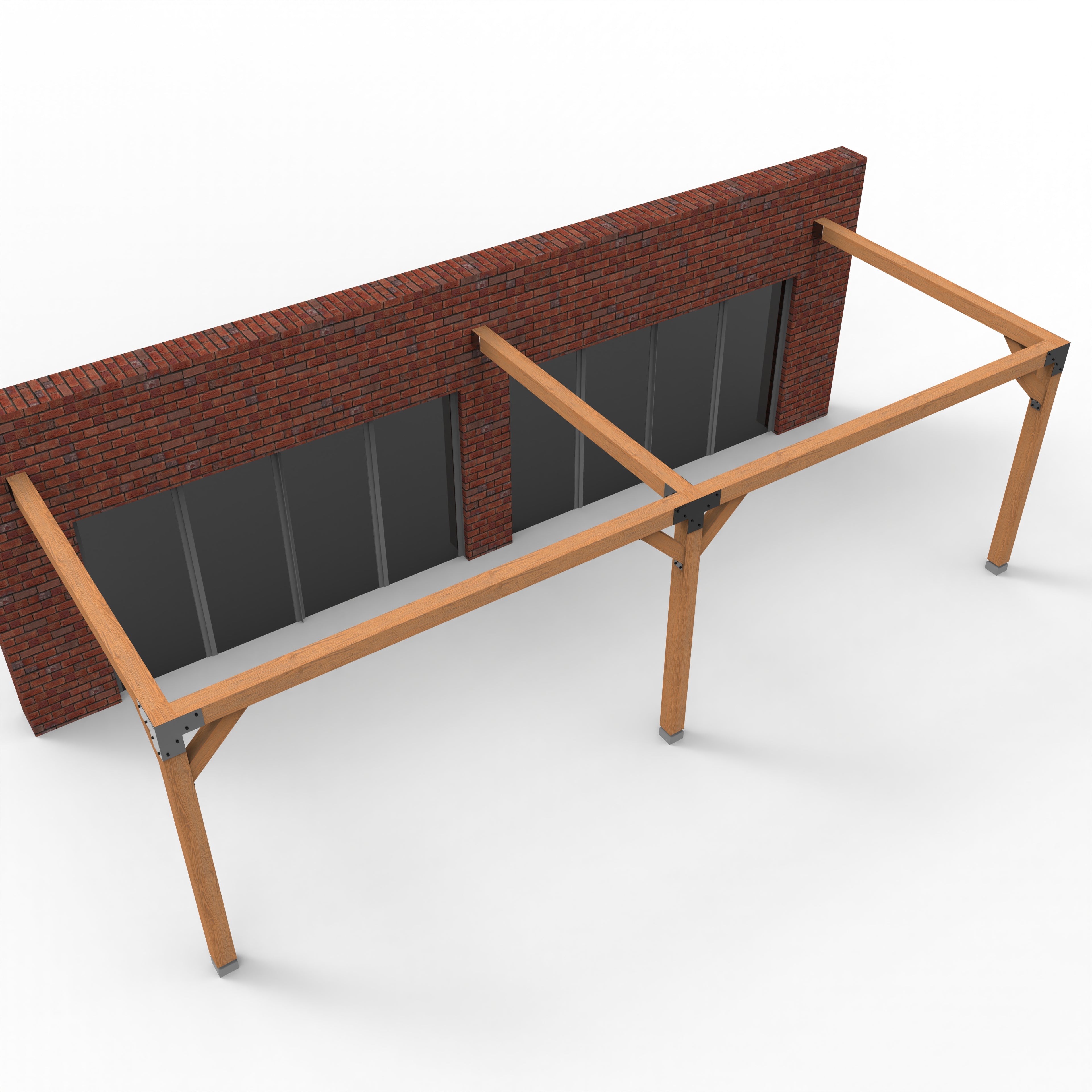 Overkapping pergola tegen gevel twee schaduwdoek - Rijpex