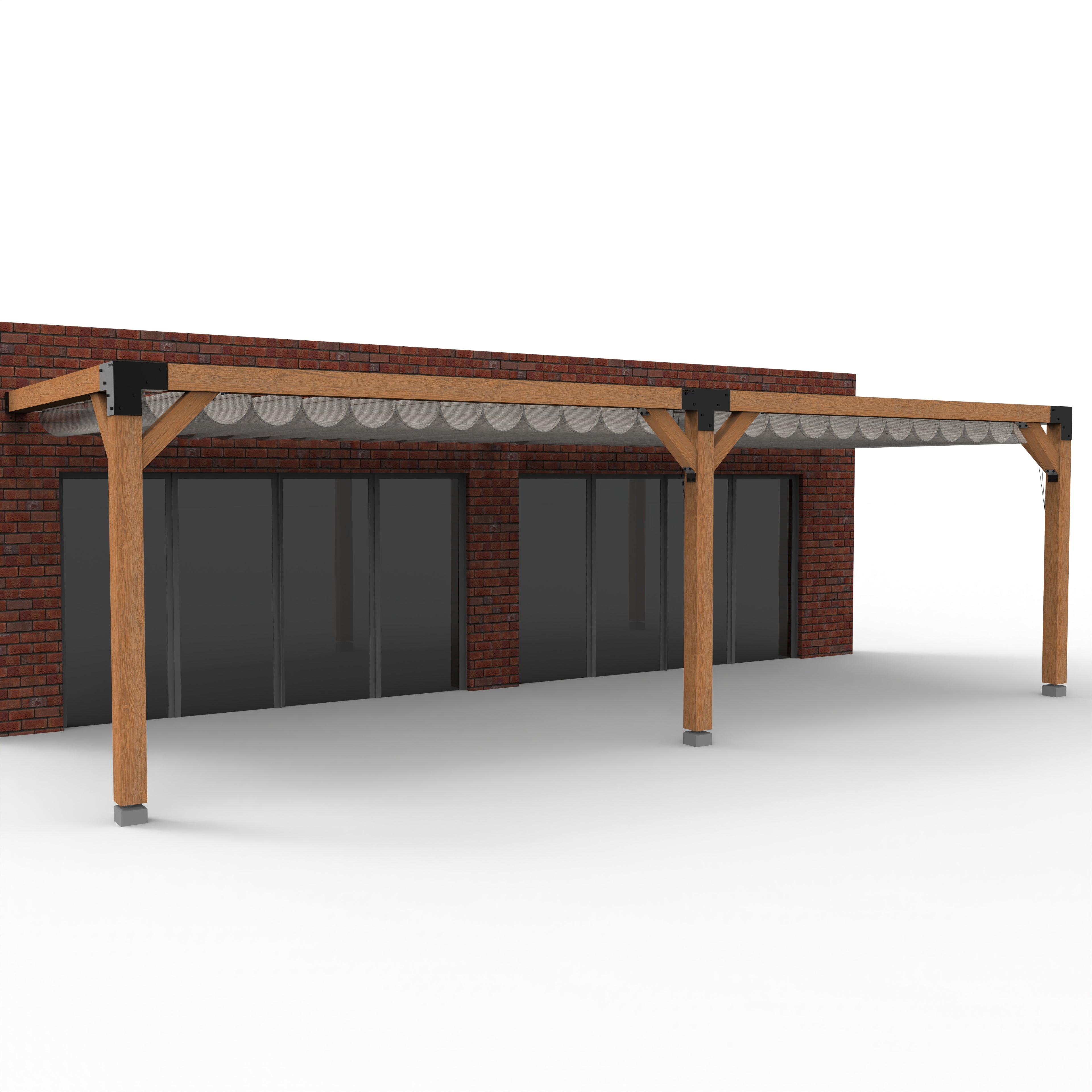 Overkapping pergola tegen gevel twee schaduwdoek - Rijpex