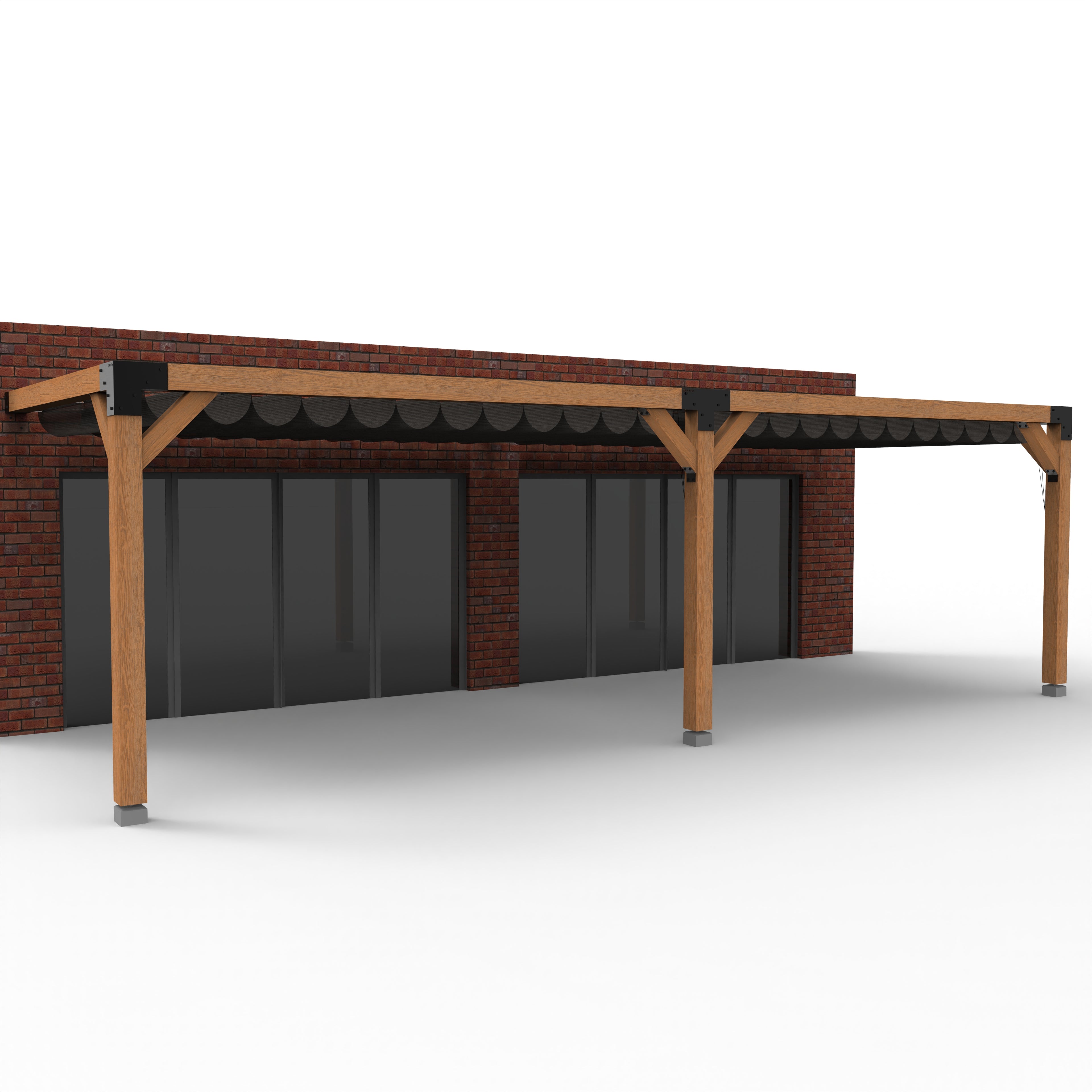 Overkapping pergola tegen gevel twee schaduwdoek - Rijpex