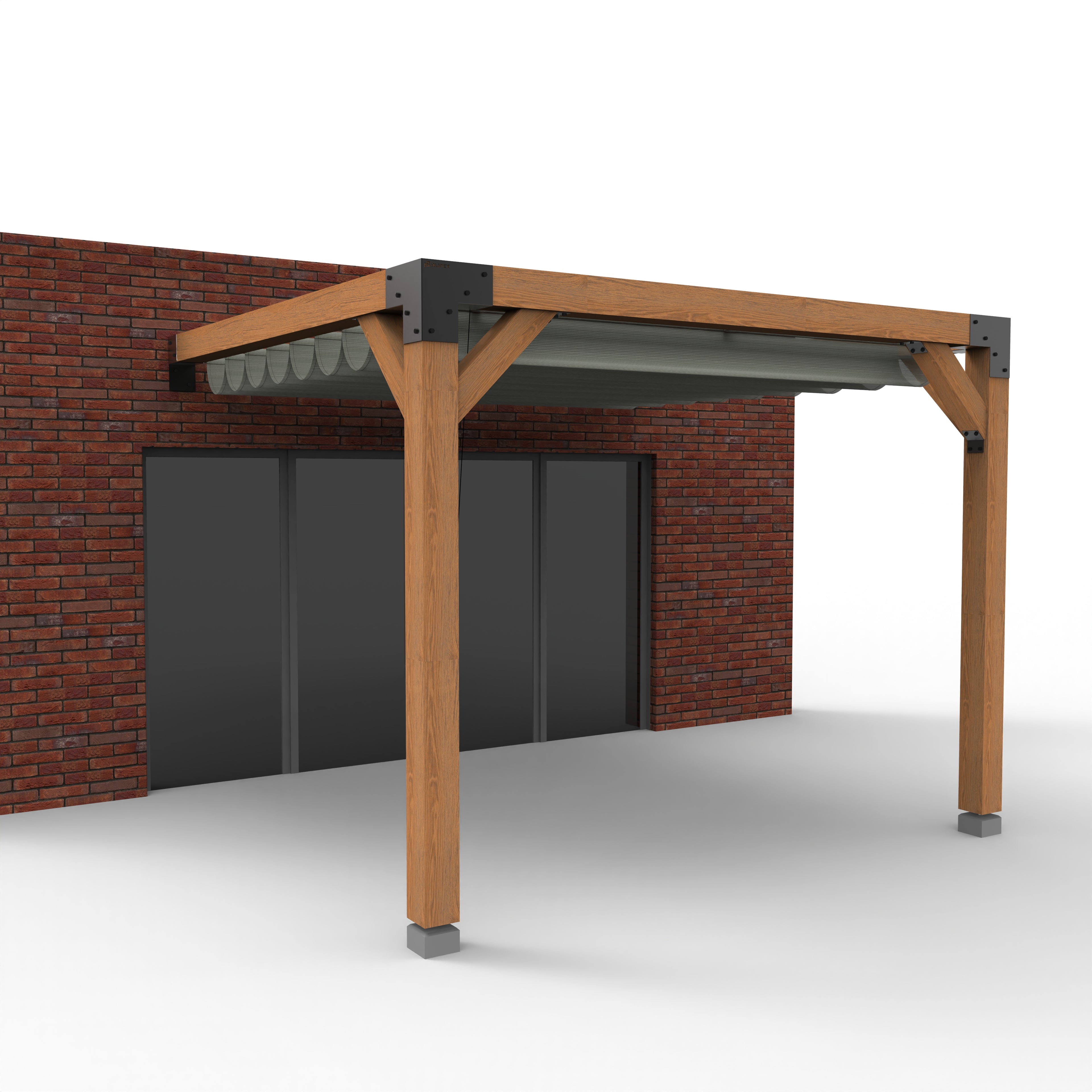 Aanbouw Pergola Hout Pakket | Tegen gevel | Schaduwdoek zonwering - Rijpex