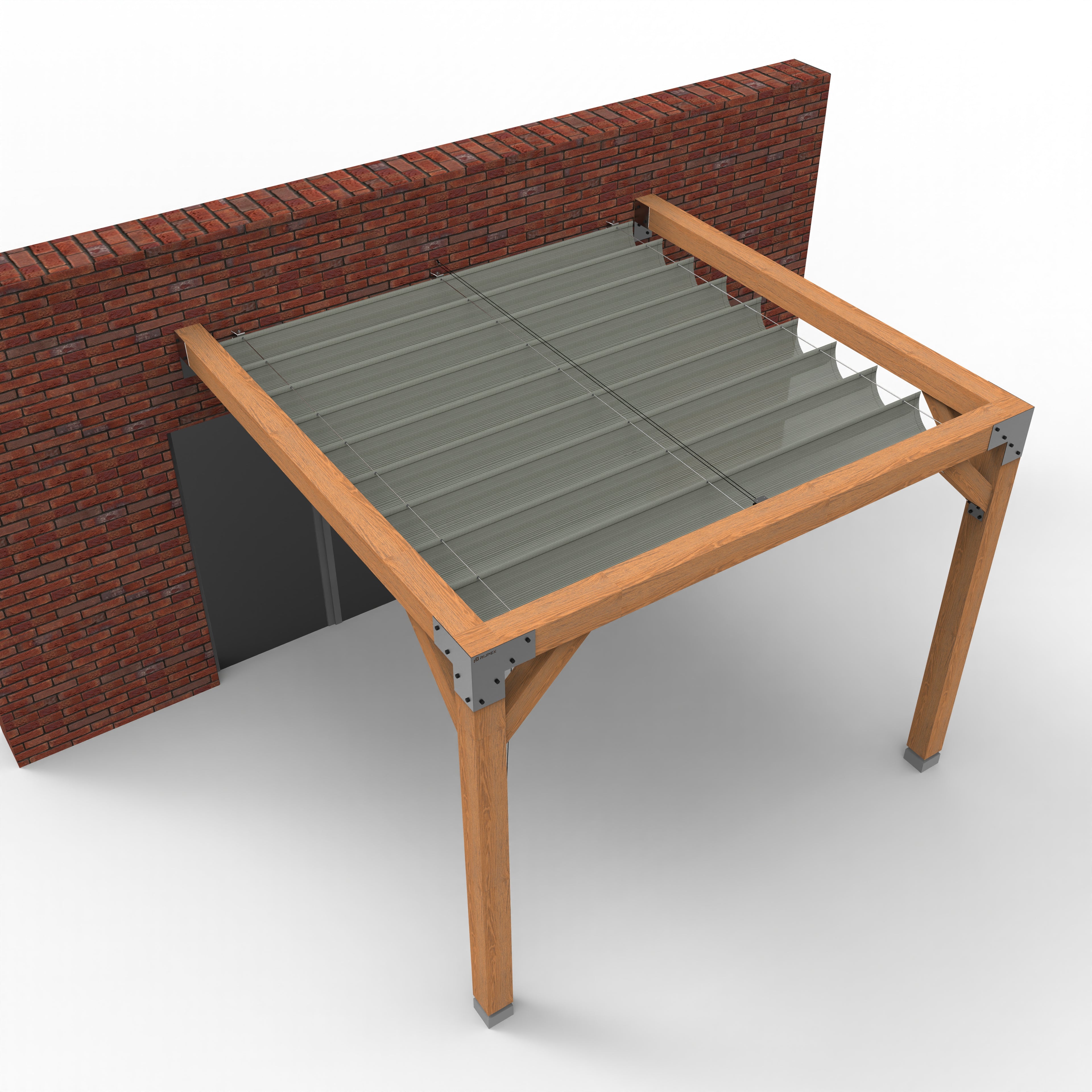 Aanbouw Pergola Hout Pakket | Tegen gevel | Schaduwdoek zonwering - Rijpex