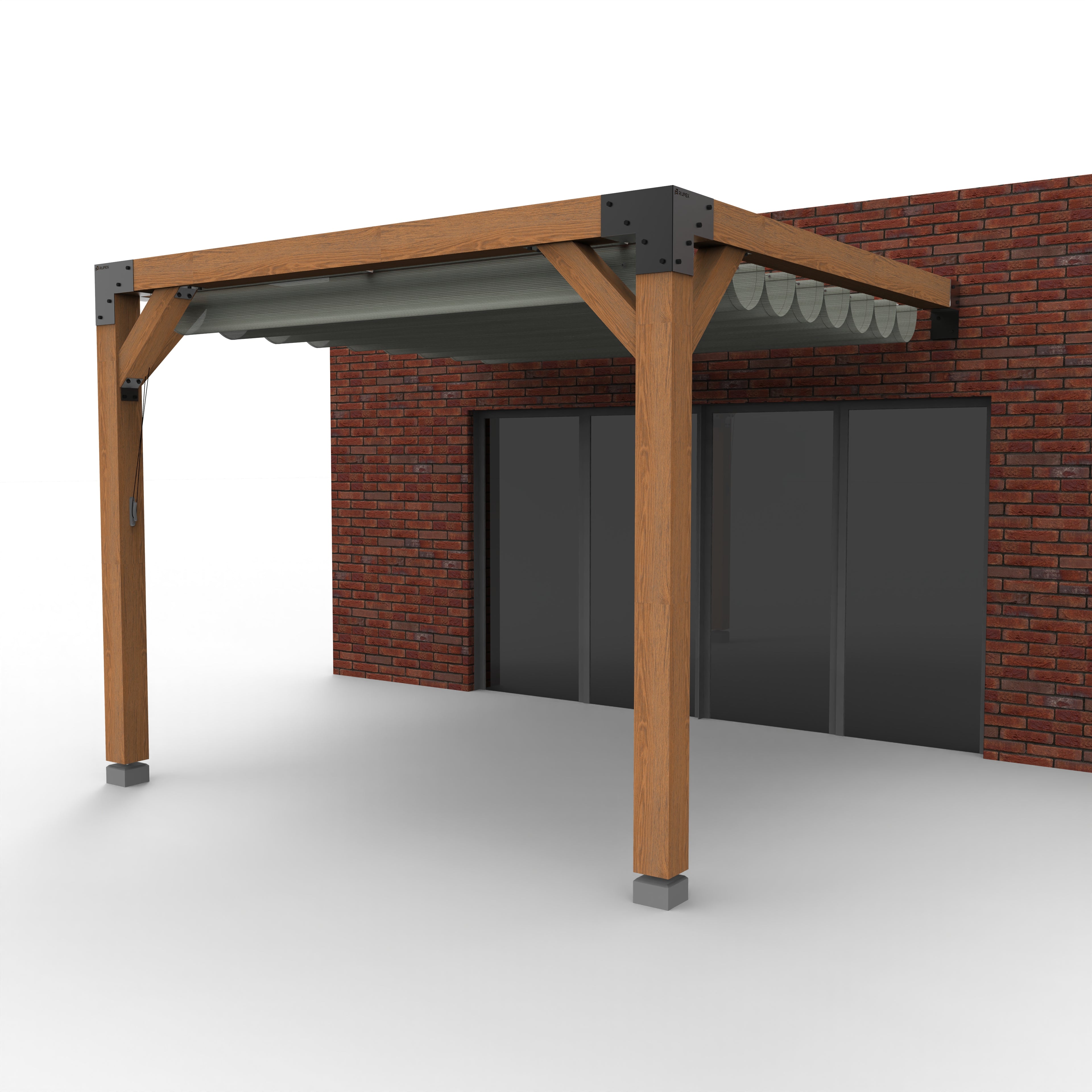 Aanbouw Pergola Hout Pakket | Tegen gevel | Schaduwdoek zonwering - Rijpex