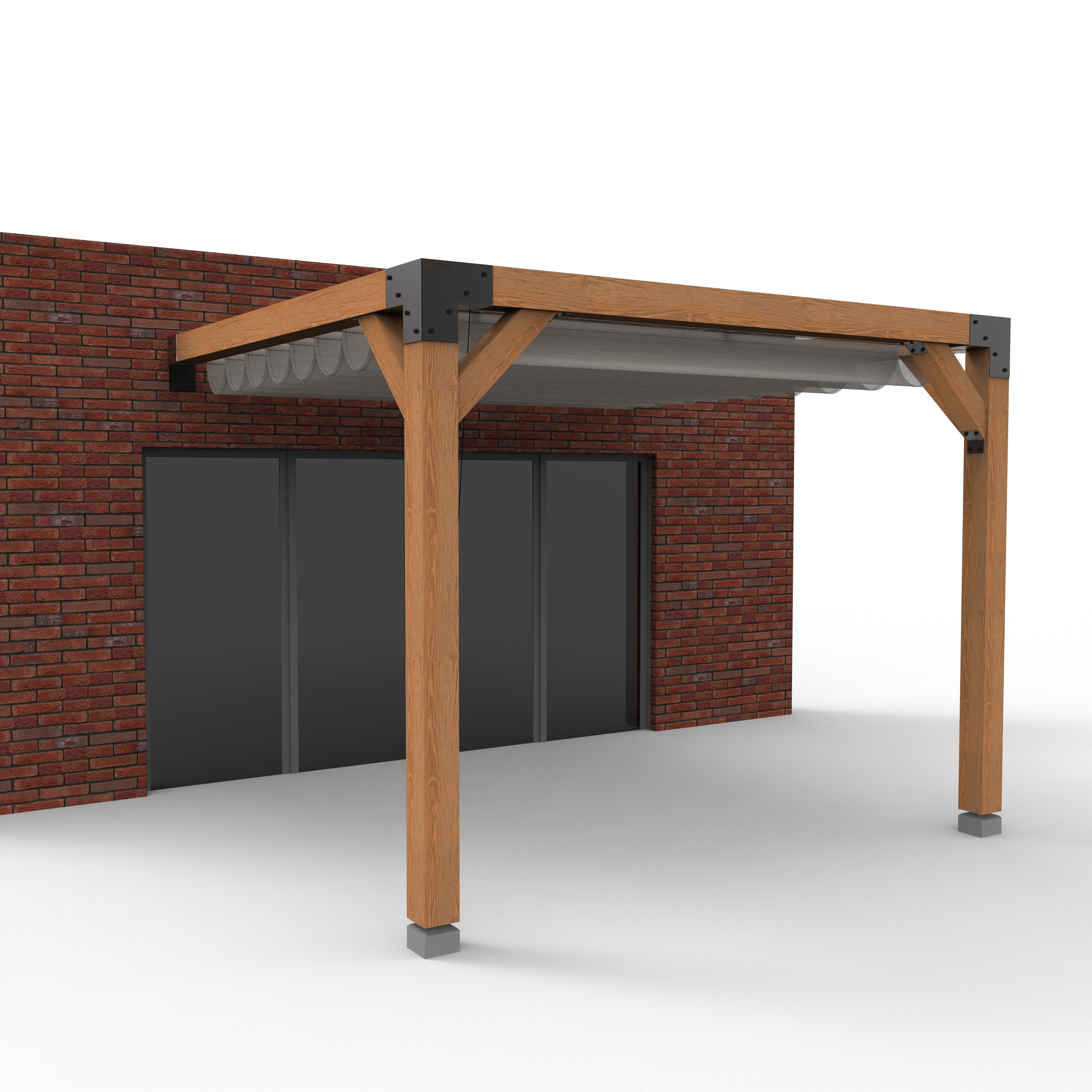 Aanbouw Pergola Hout Pakket | Tegen gevel | Schaduwdoek zonwering - Rijpex