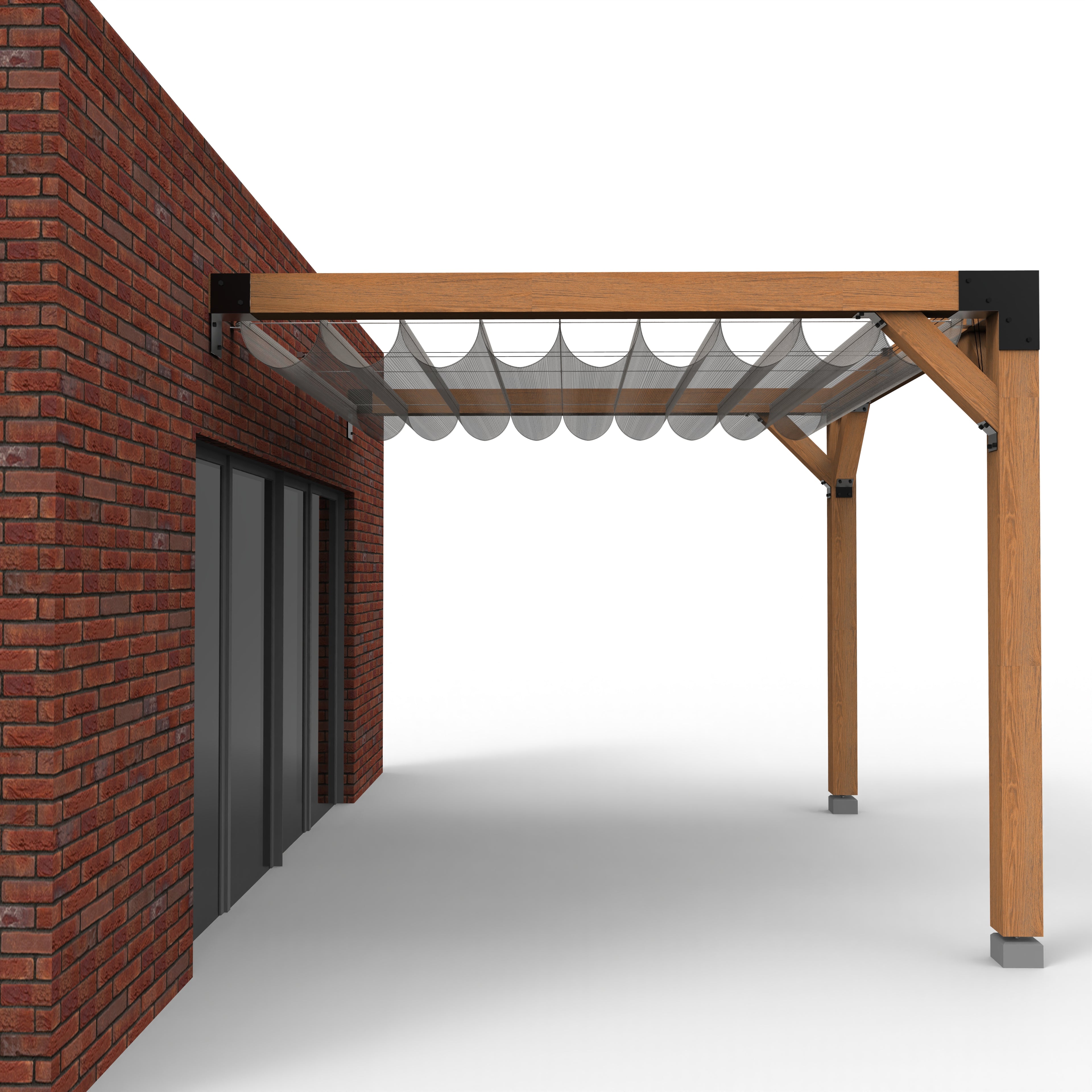 Aanbouw Pergola Hout Pakket | Tegen gevel | Schaduwdoek zonwering - Rijpex