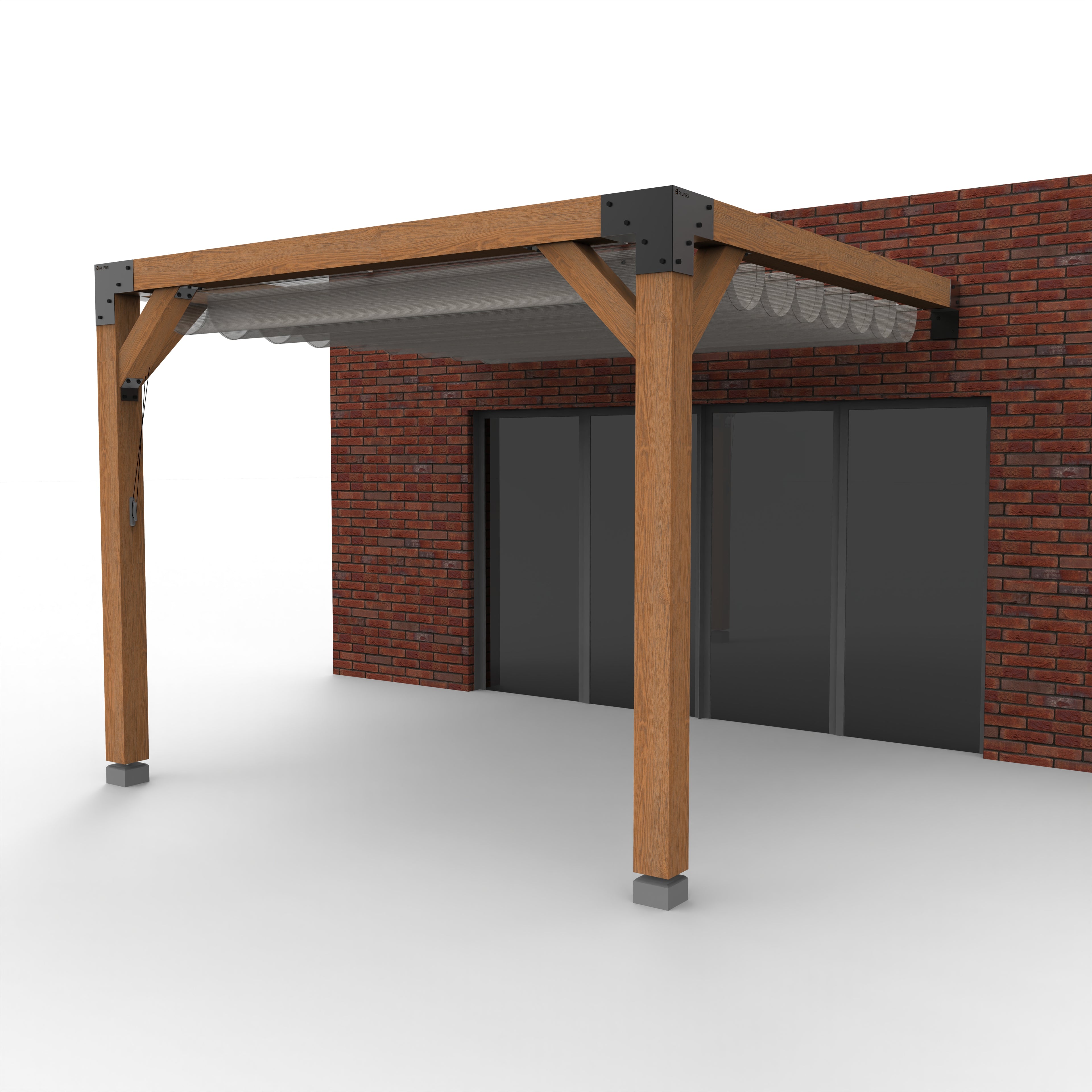 Aanbouw Pergola Hout Pakket | Tegen gevel | Schaduwdoek zonwering - Rijpex