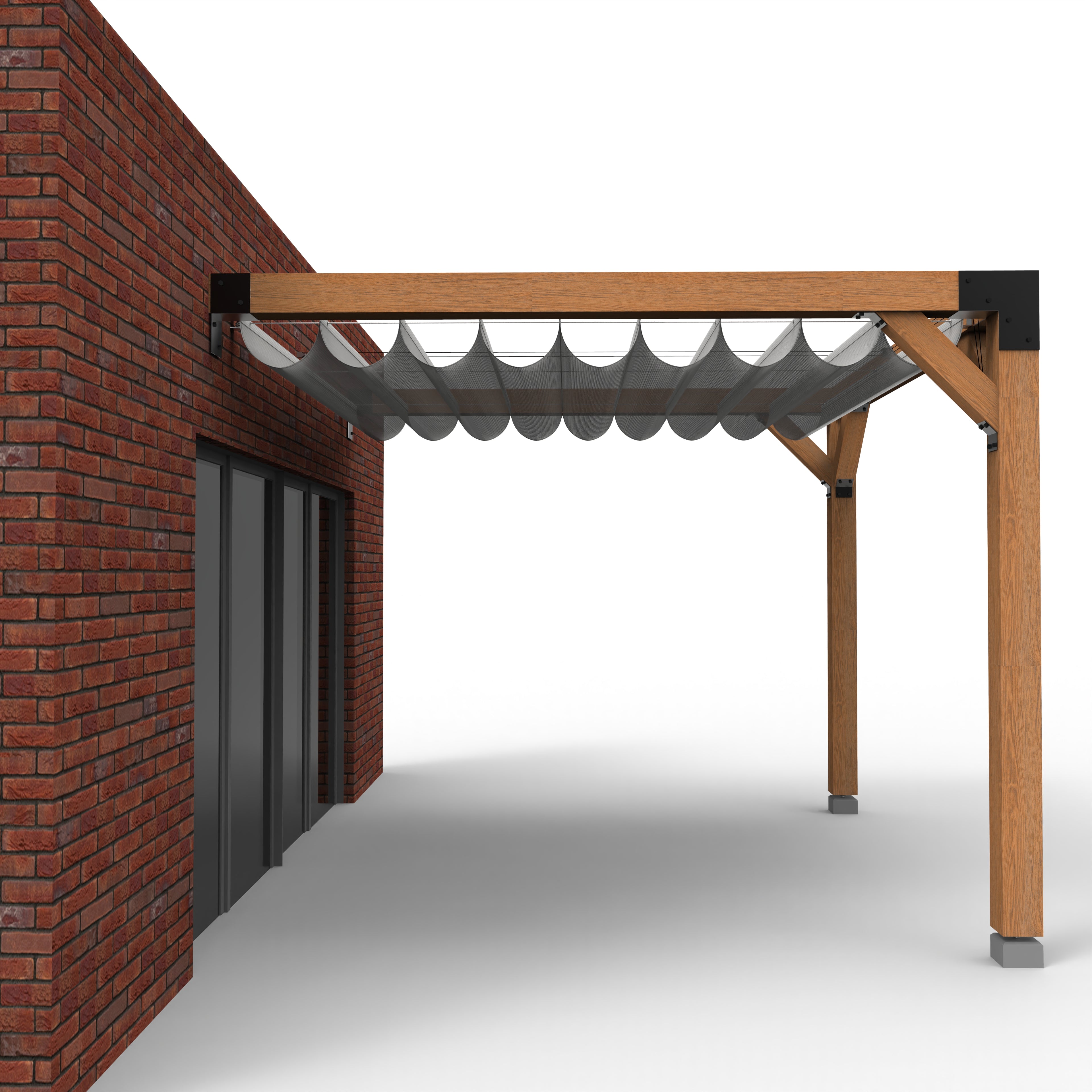 Aanbouw Pergola Hout Pakket | Tegen gevel | Schaduwdoek zonwering - Rijpex