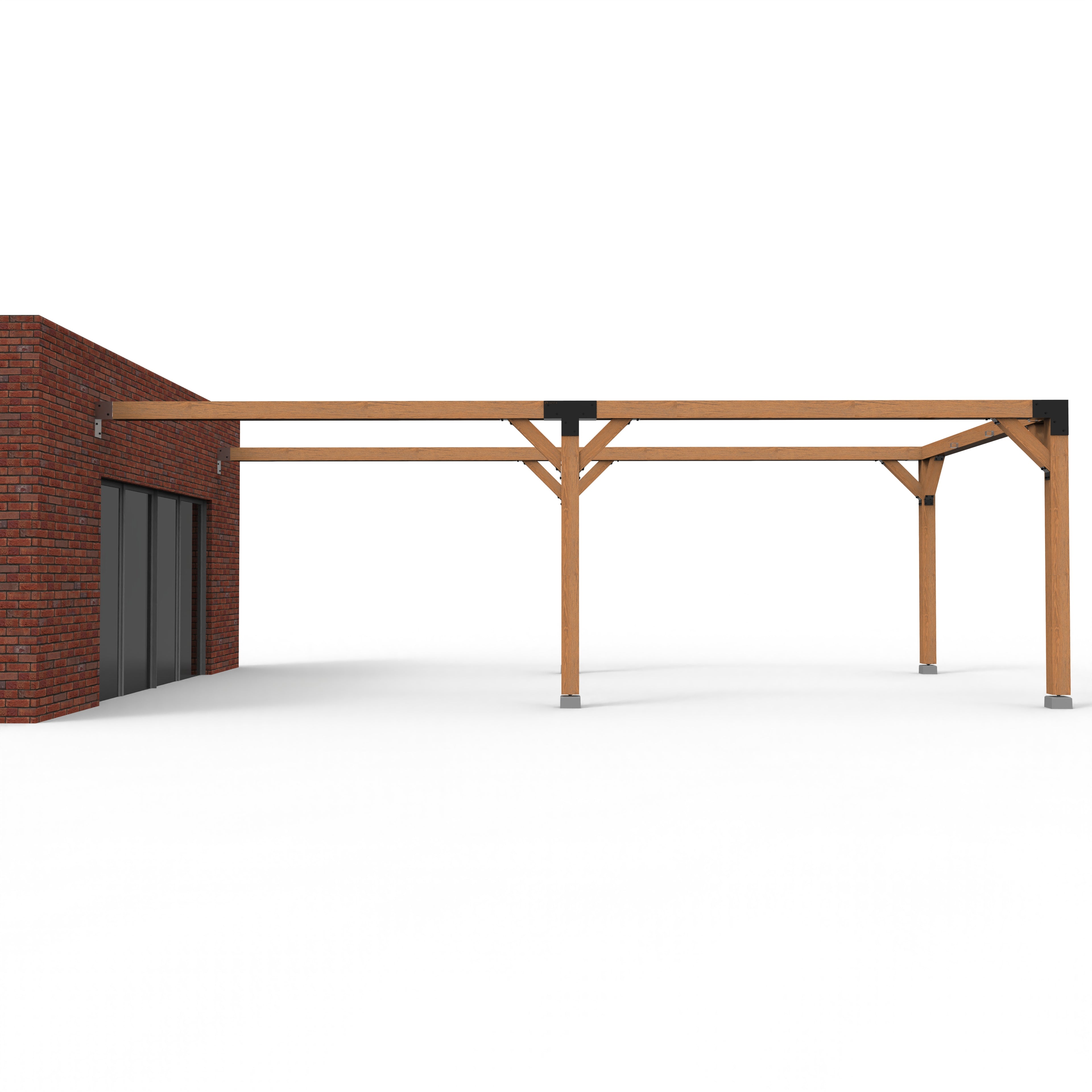 Dubbele Houten Pergola Overkapping met Schuifbare Schaduwdoeken - Rijpex