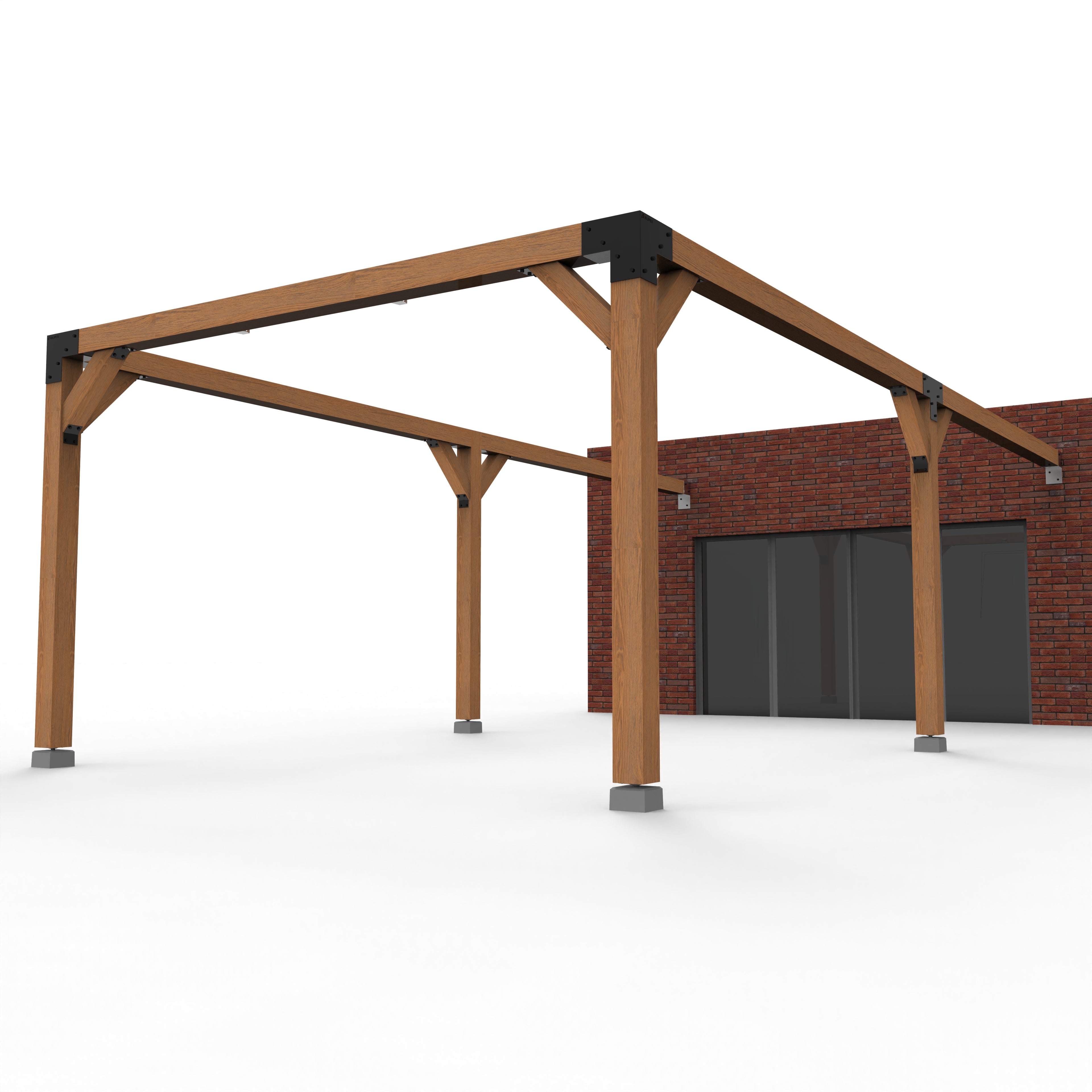 Dubbele Houten Pergola Overkapping met Schuifbare Schaduwdoeken - Rijpex