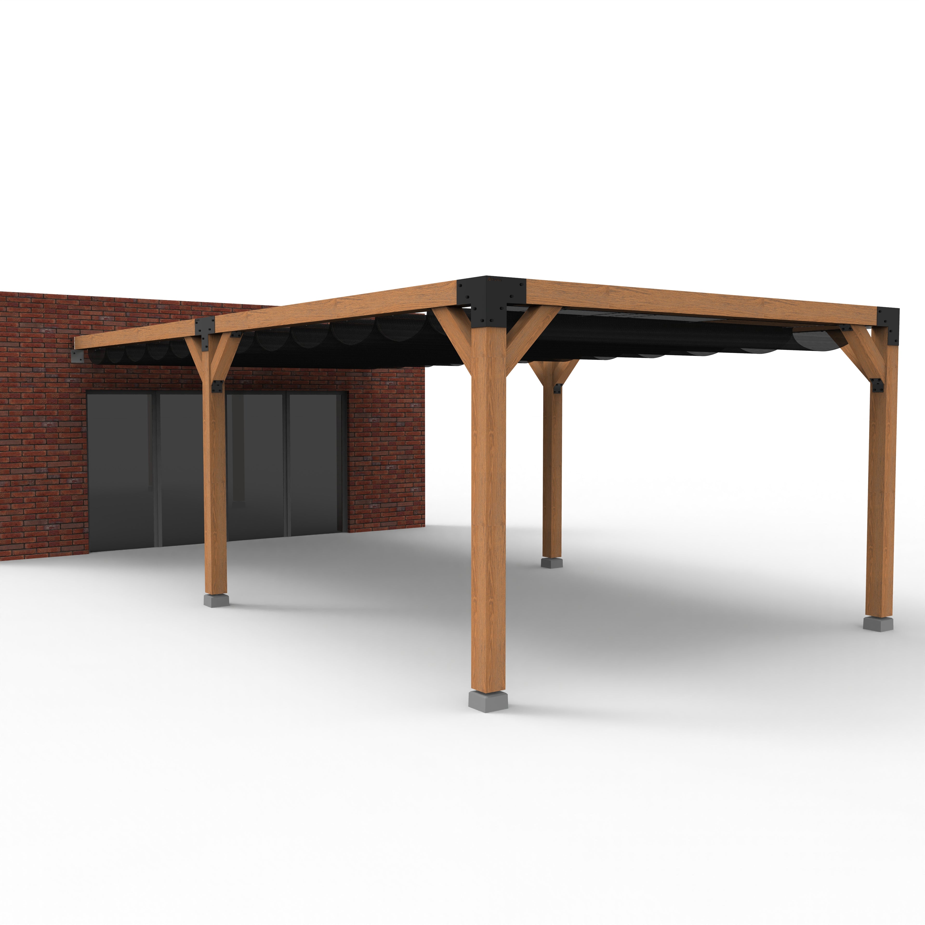 Dubbele Houten Pergola Overkapping met Schuifbare Schaduwdoeken - Rijpex