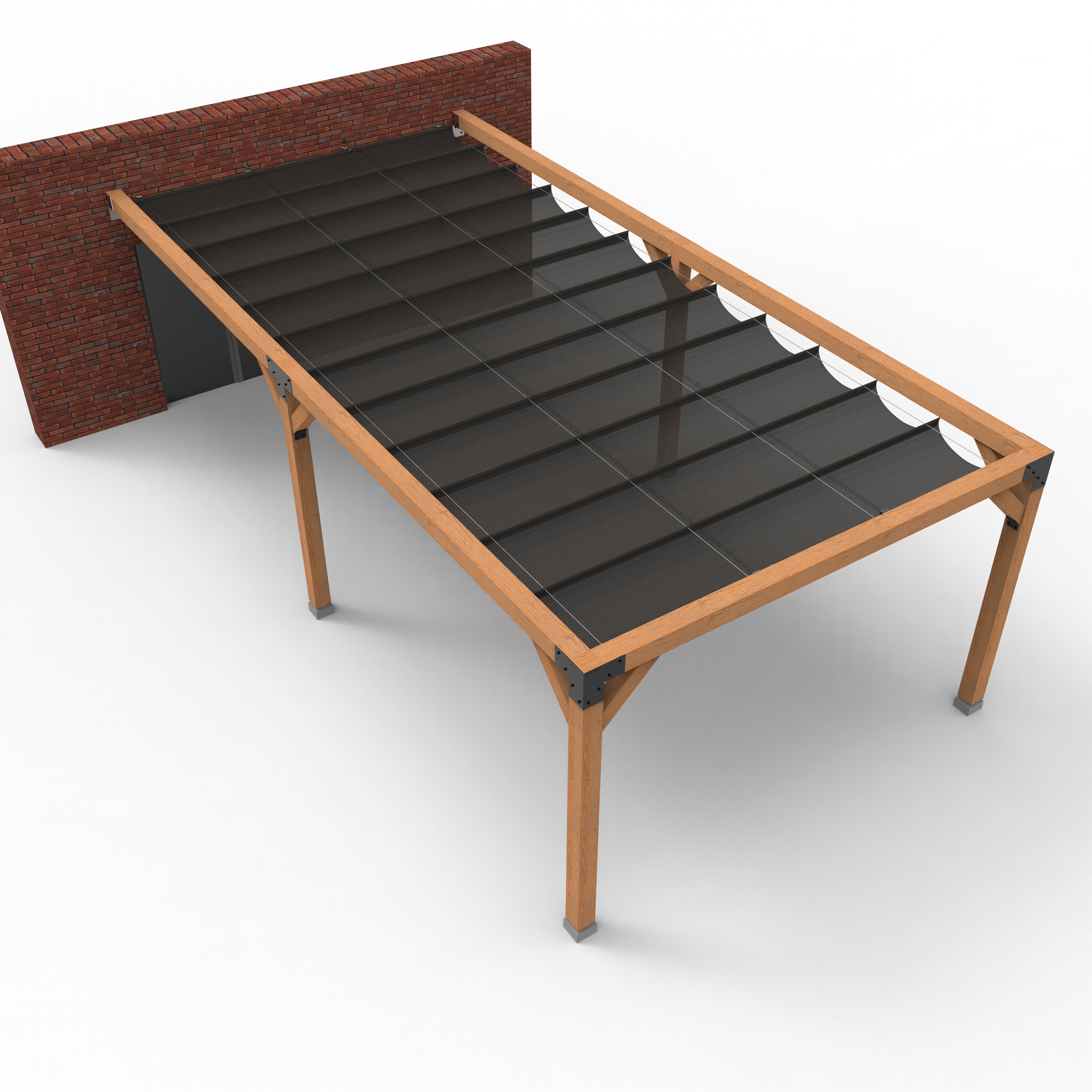 Dubbele Houten Pergola Overkapping met Schuifbare Schaduwdoeken - Rijpex