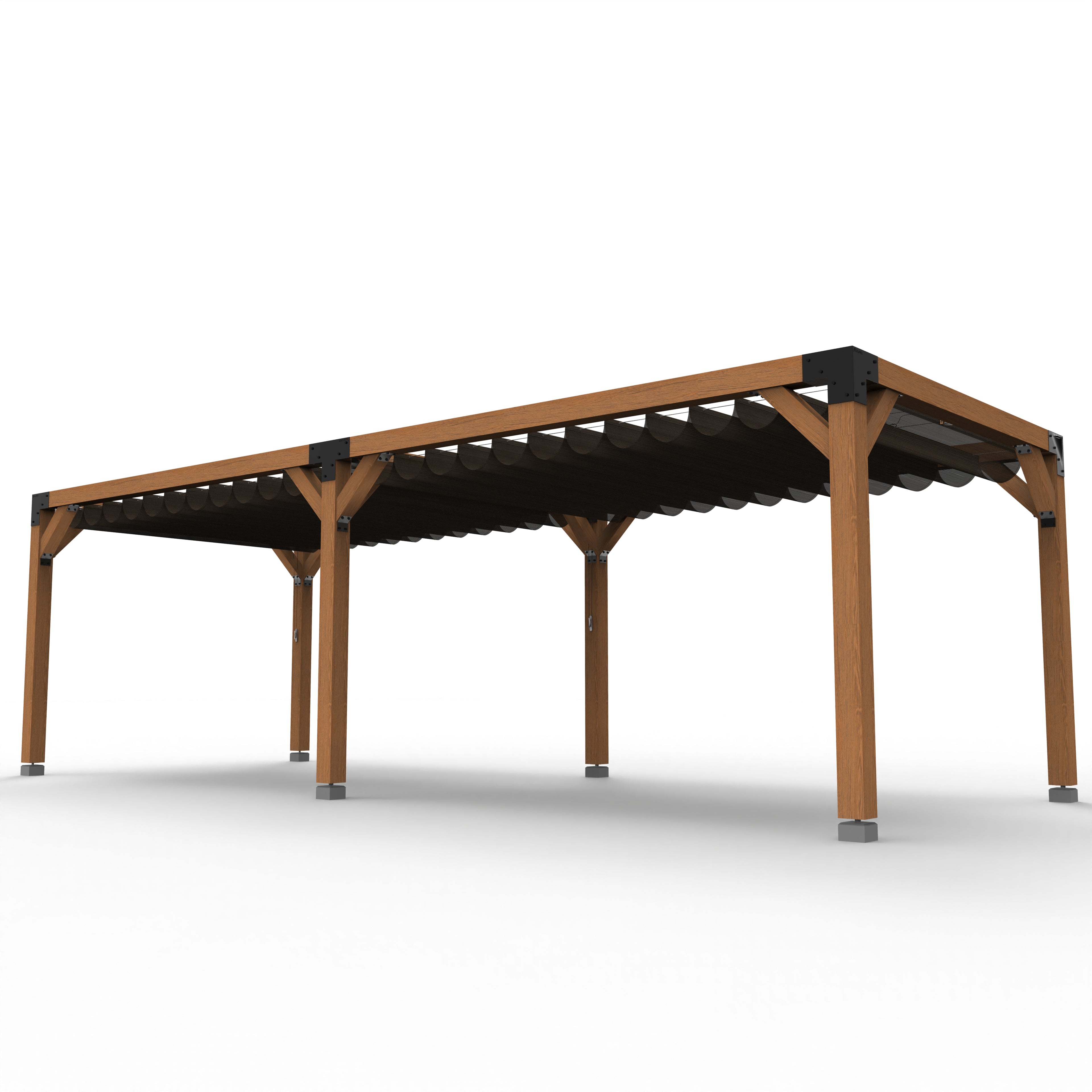 Pergola hout XL met twee schuifbare schaduwdoeken - Rijpex